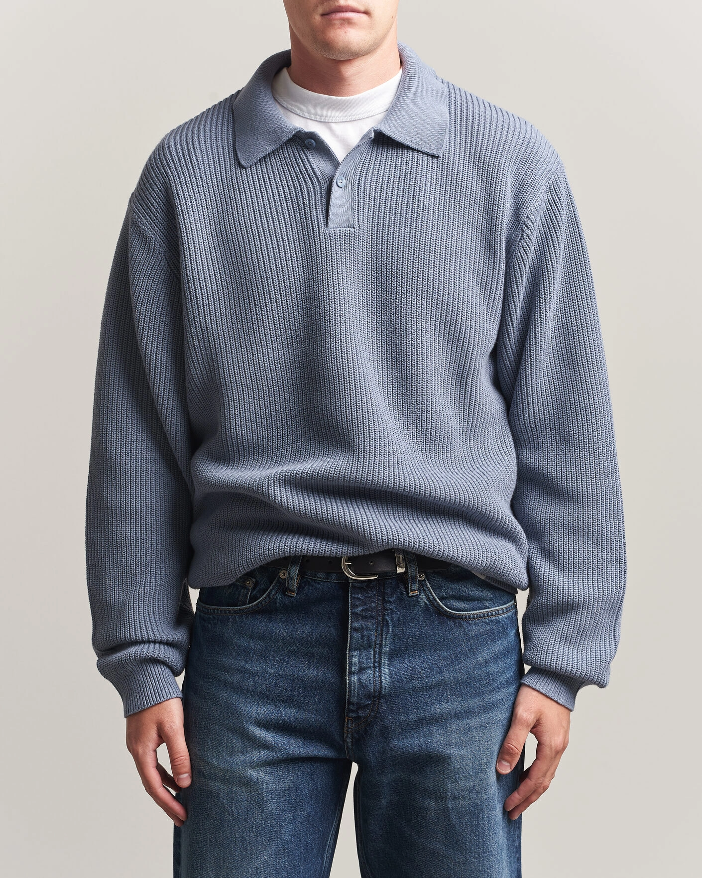 Herre | Gensere | Carhartt WIP | Miles Knitted Cotton Polo Shad Blue