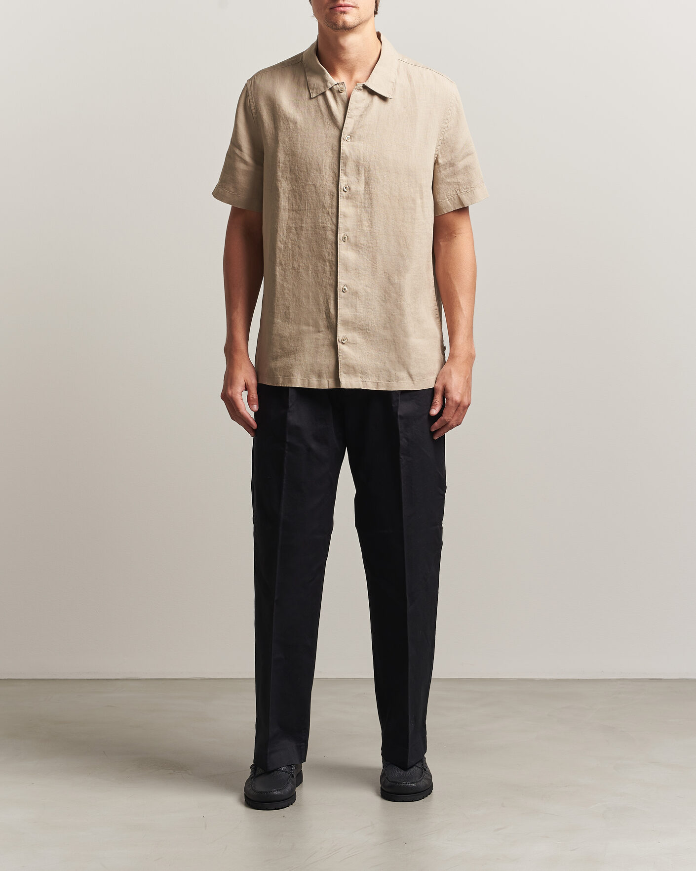 Herre | Skjorter | Samsøe Samsøe | Avan Linen Short Sleeve Shirt Aluminum
