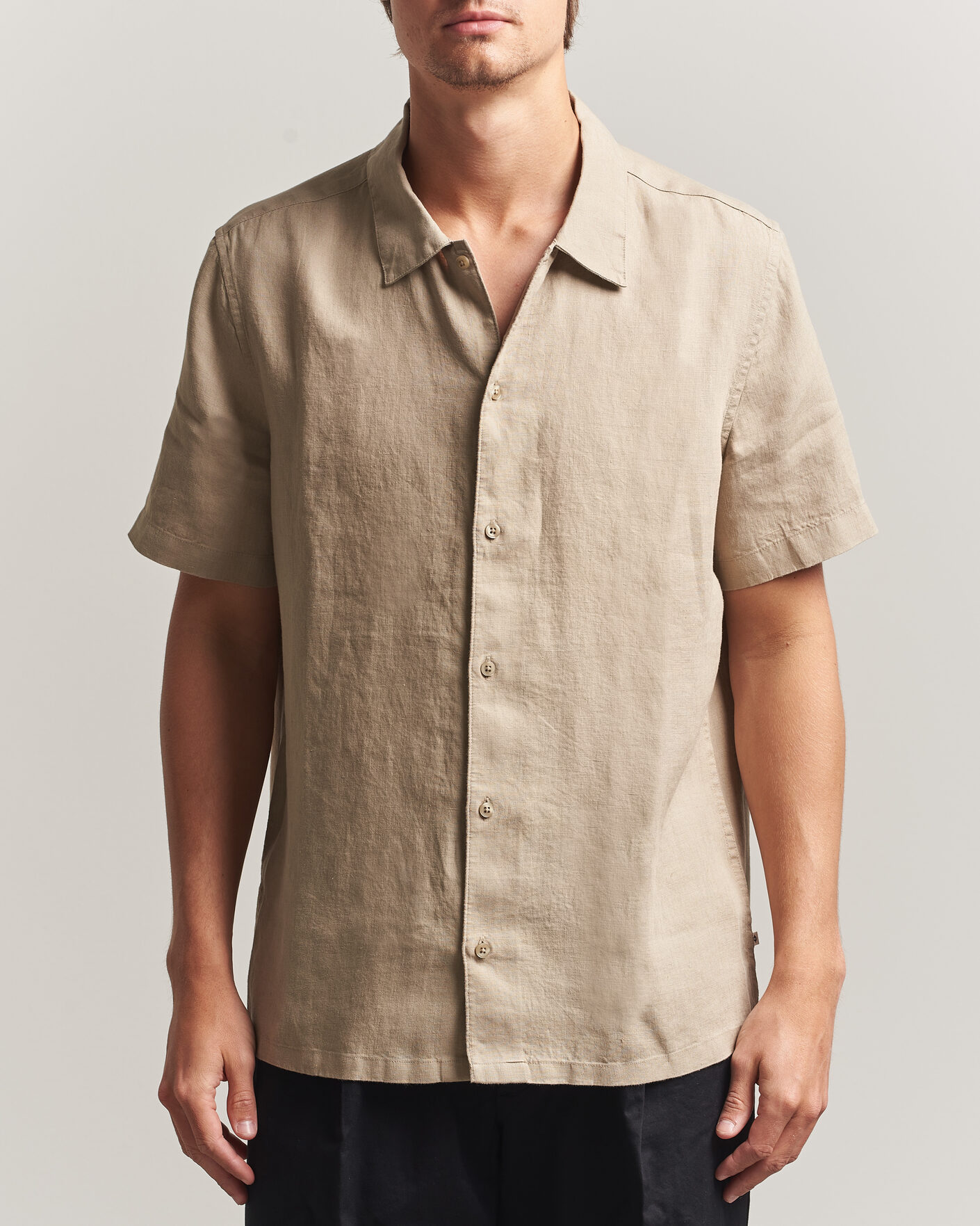 Herre | Skjorter | Samsøe Samsøe | Avan Linen Short Sleeve Shirt Aluminum