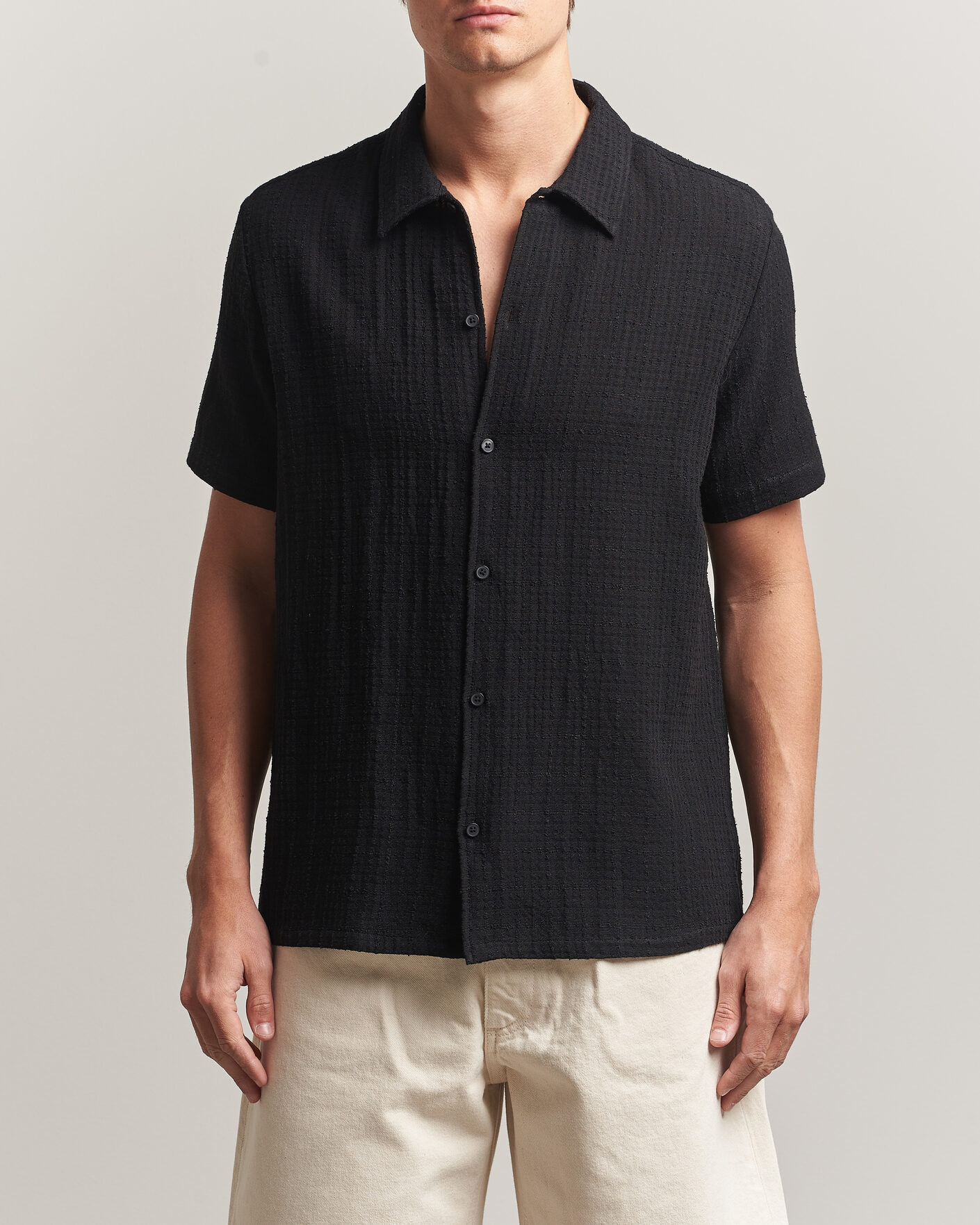 Herre | Skjorter | Samsøe Samsøe | Avan Structured Short Sleeve Shirt Black