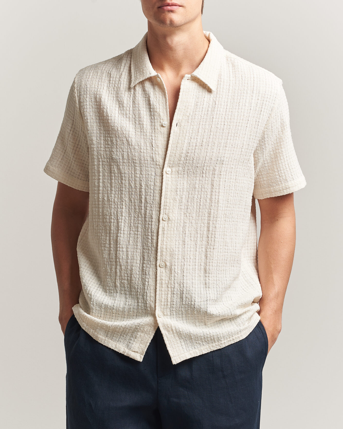 Herre | Skjorter | Samsøe Samsøe | Avan Structured Short Sleeve Shirt Clear Cream