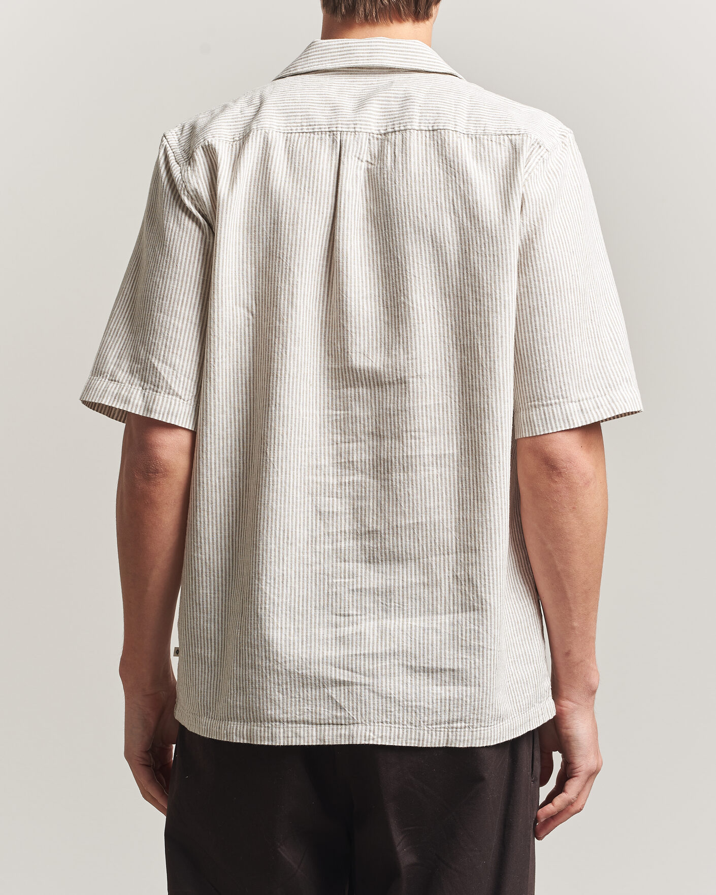 Herre | Skjorter | Samsøe Samsøe | Oscar Linen/Cotton Striped Short Sleeve Shirt Aluminum