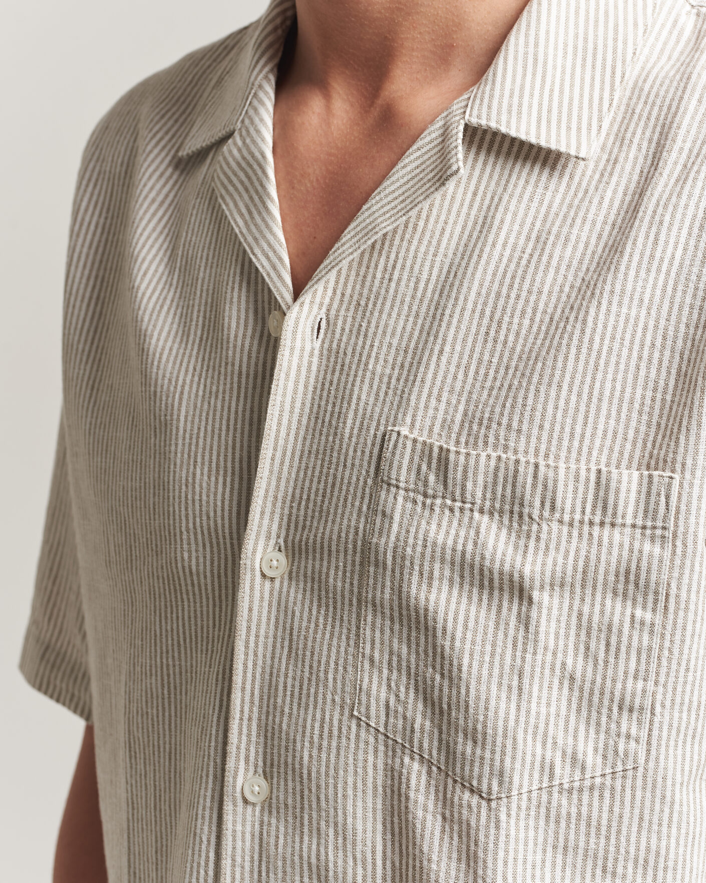 Herre | Skjorter | Samsøe Samsøe | Oscar Linen/Cotton Striped Short Sleeve Shirt Aluminum