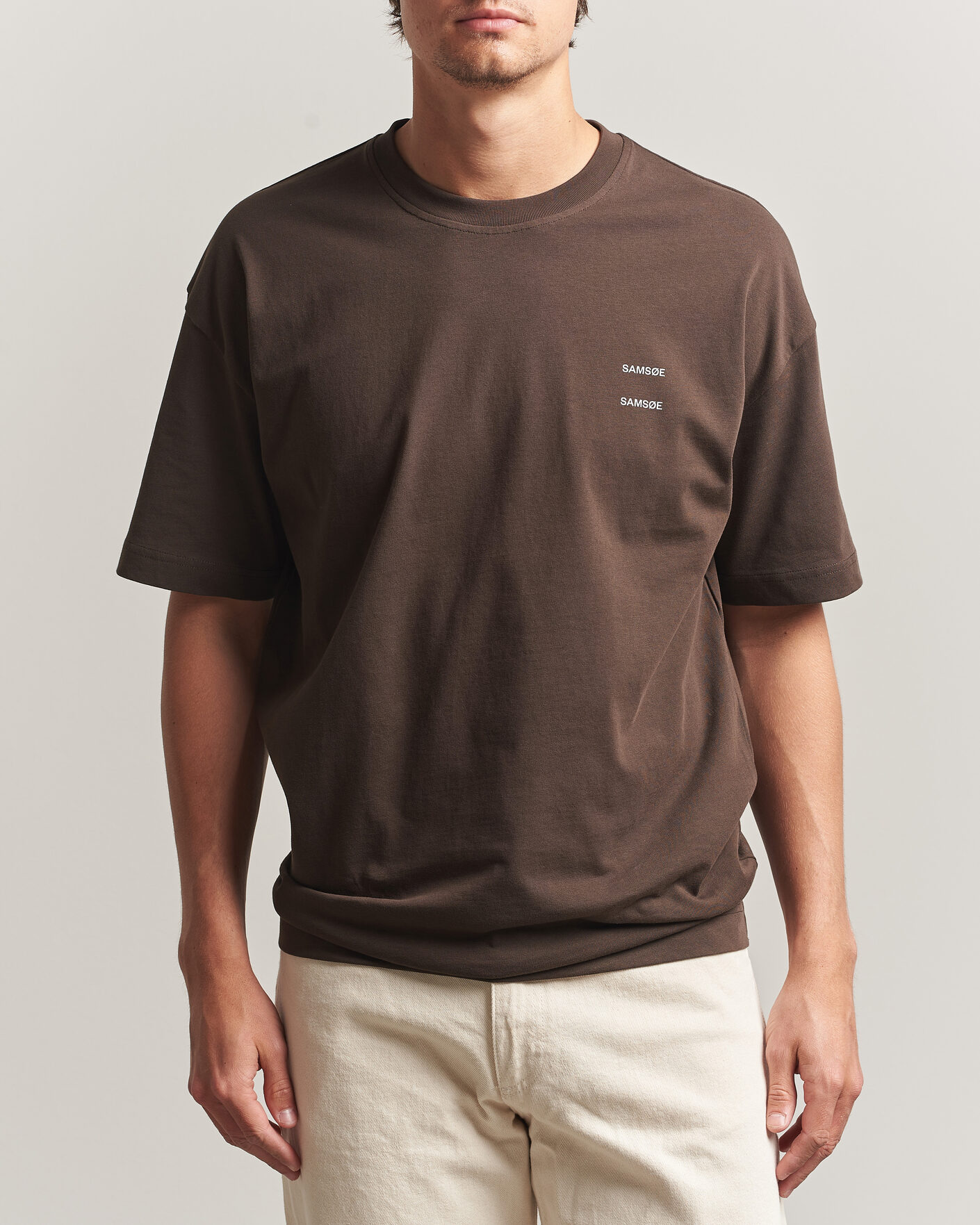 Herre | T-Shirts | Samsøe Samsøe | Joel Organic Cotton T-Shirt Turkish Coffee