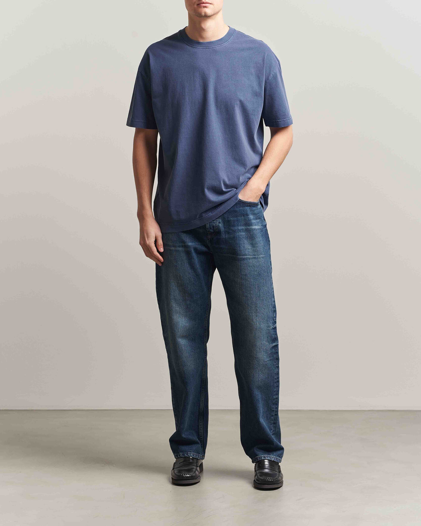 Herre | T-Shirts | Samsøe Samsøe | Joel Organic Washed Cotton T-Shirt Salute Navy