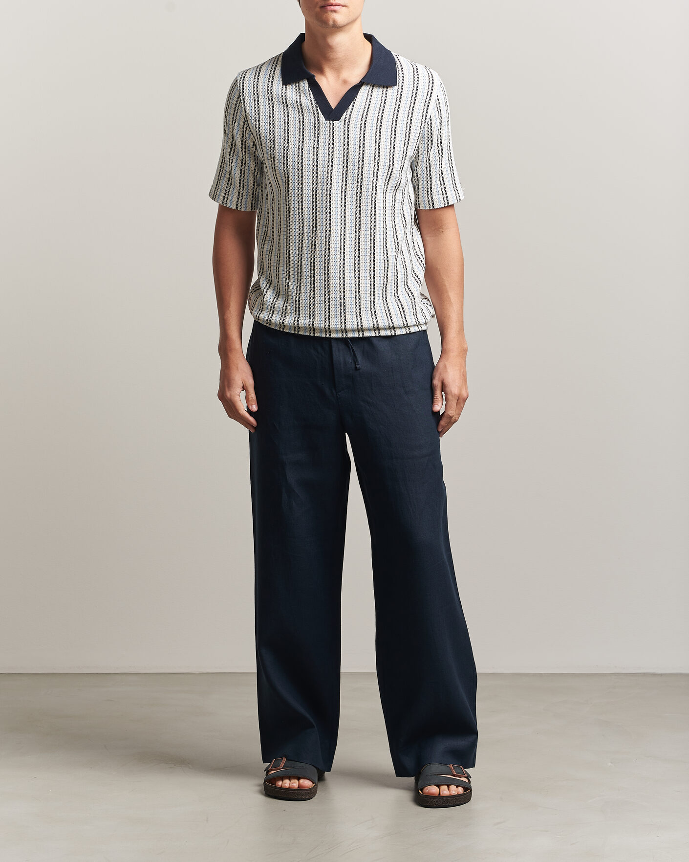 Herre | Pikéer | Samsøe Samsøe | Mac Striped Knitted Polo Blue/White