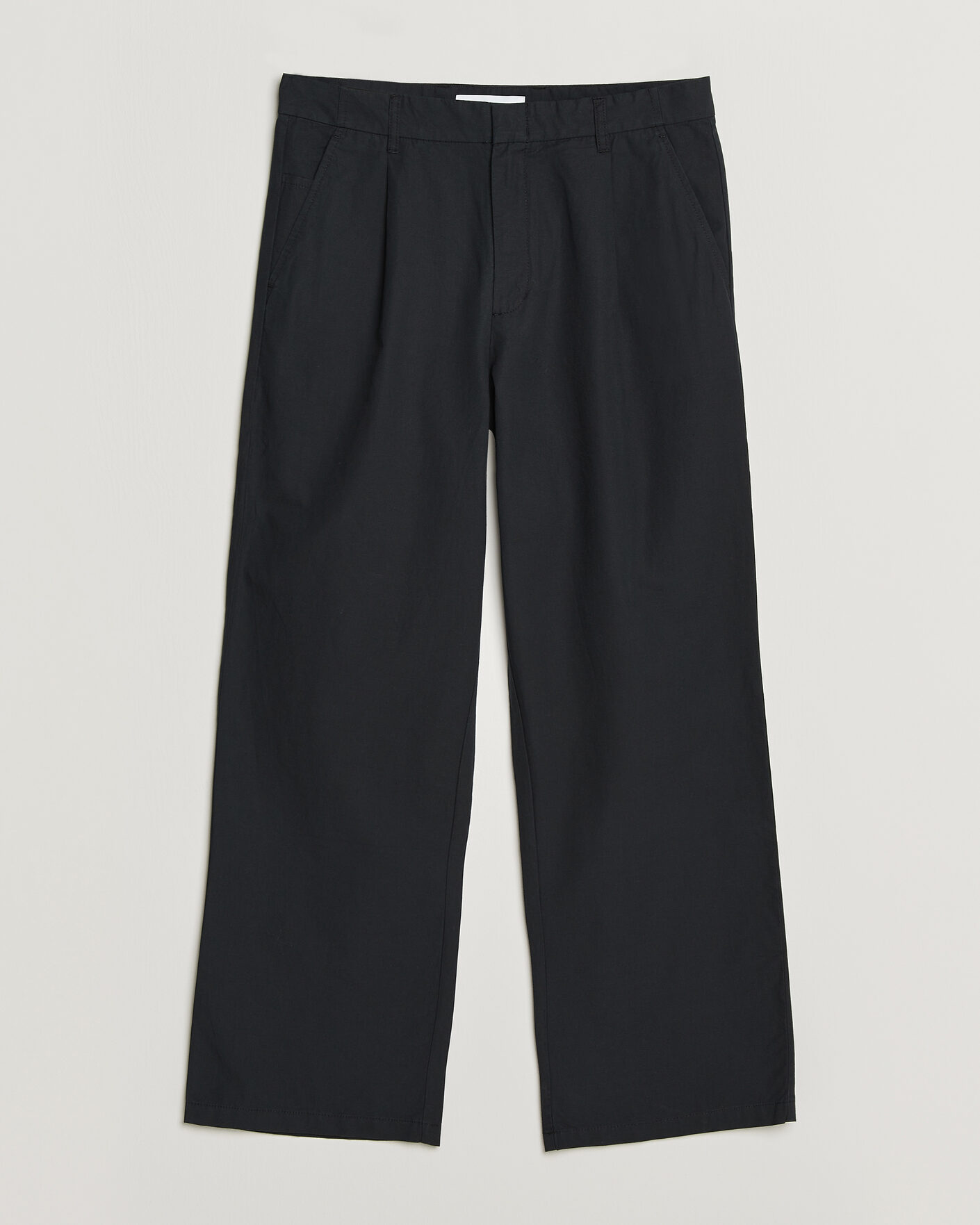 Herre | Bukser | Samsøe Samsøe | Valentin Cotton/Linen Pleated Trousers Black