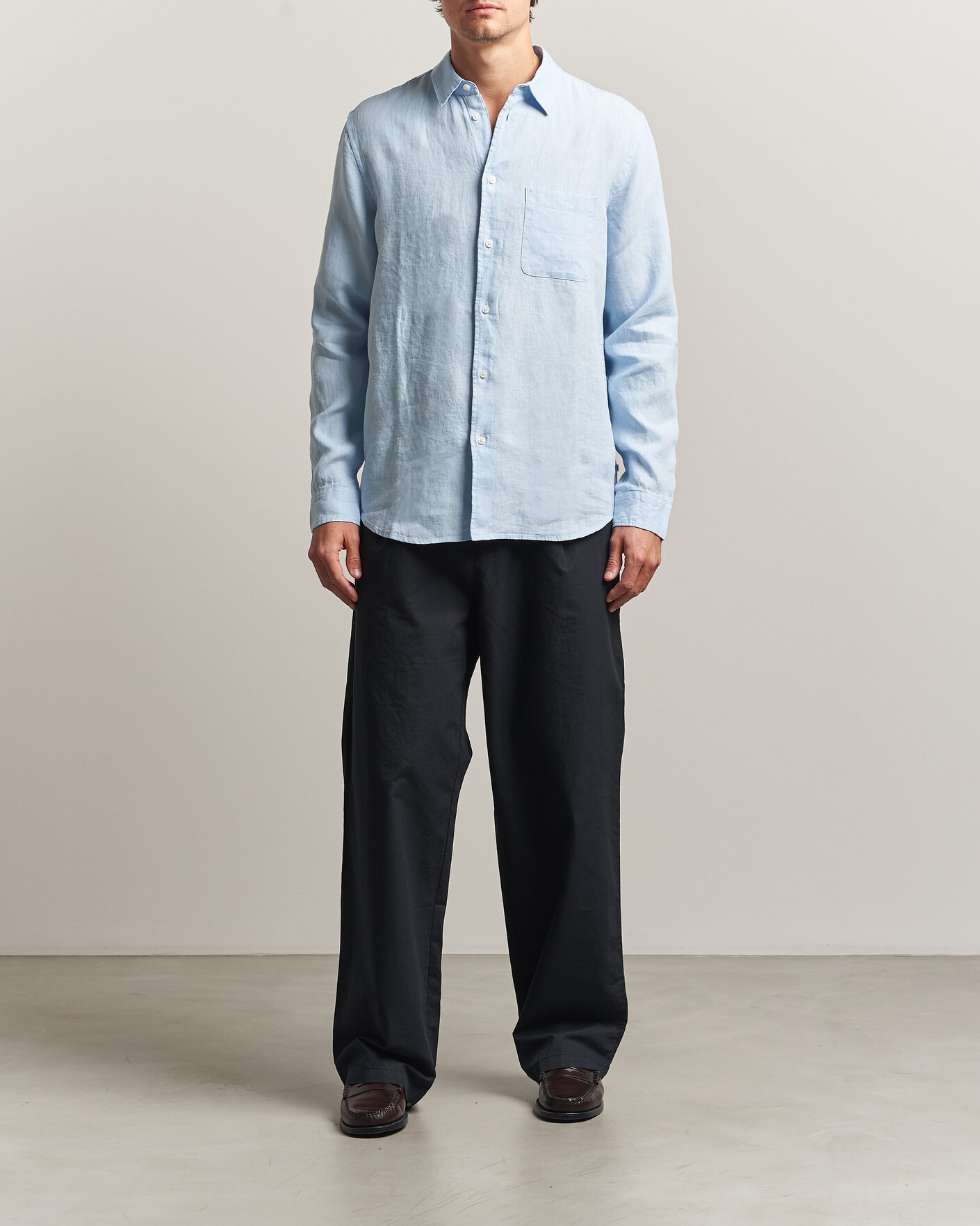 Herre | Bukser | Samsøe Samsøe | Valentin Cotton/Linen Pleated Trousers Black