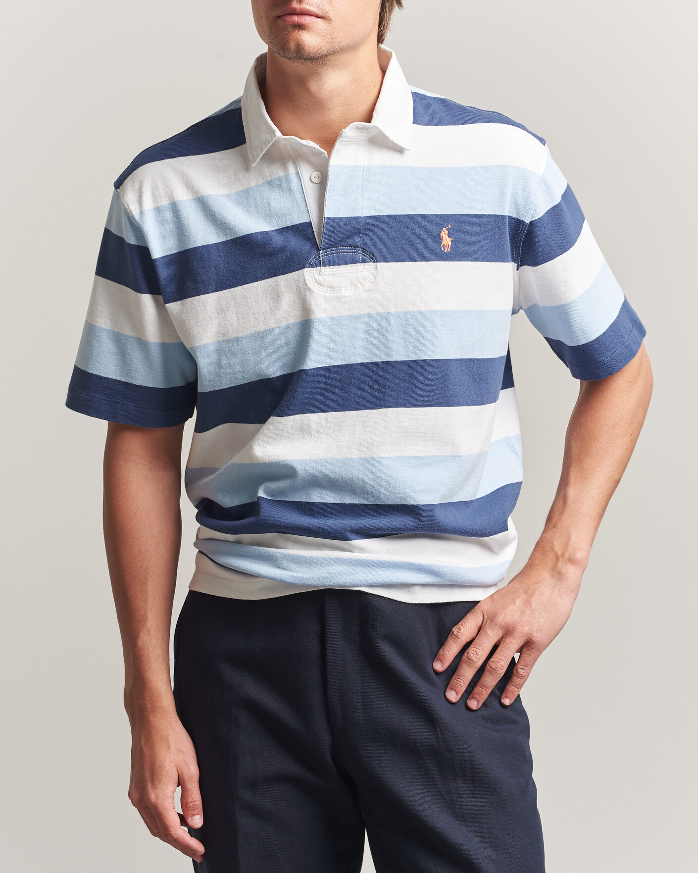 Herre | Pikéer | Polo Ralph Lauren | Block Stripe Polo Office Blue