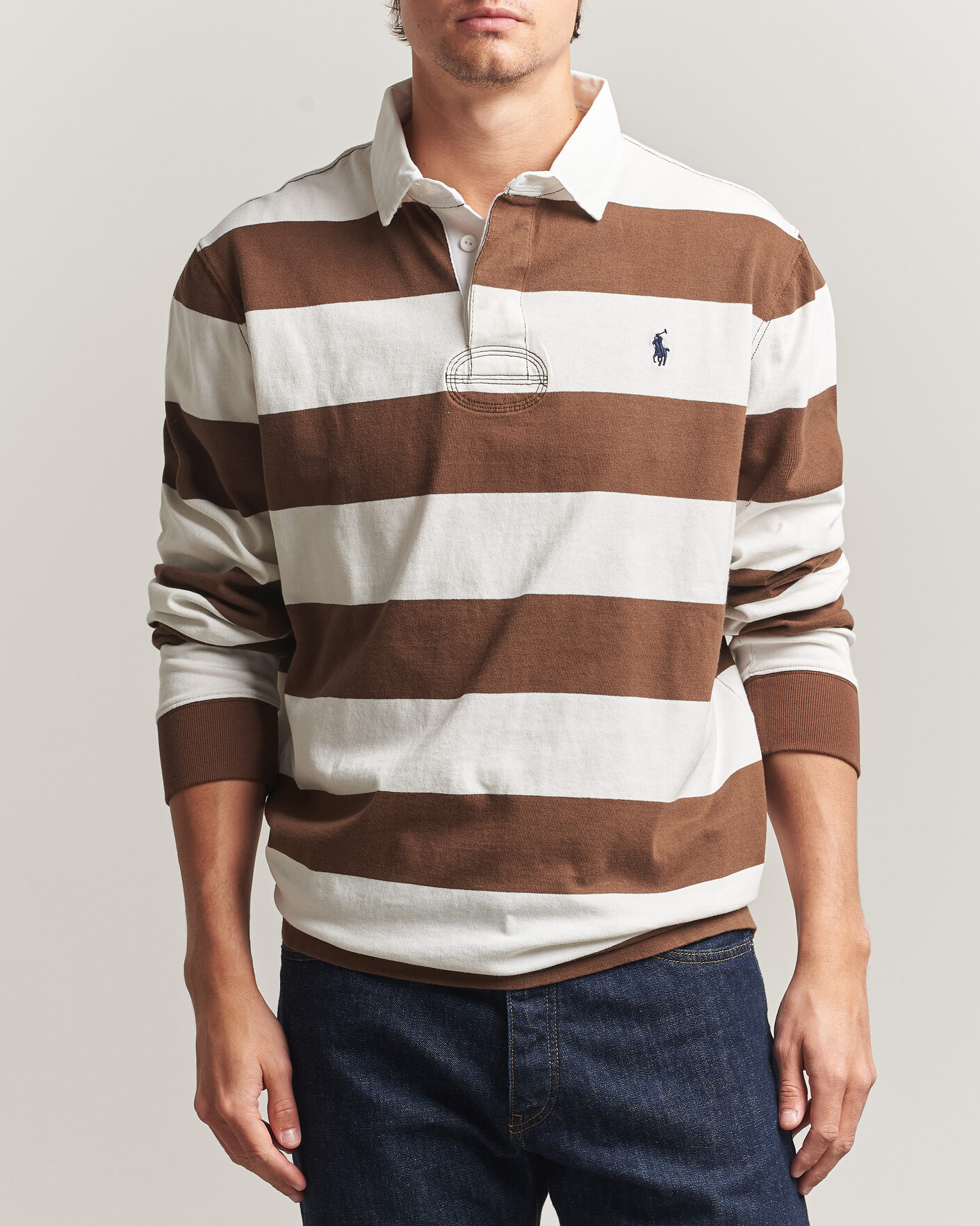 Herre | Gensere | Polo Ralph Lauren | Block Striped Rugby Pale Russet/Trophy Cream