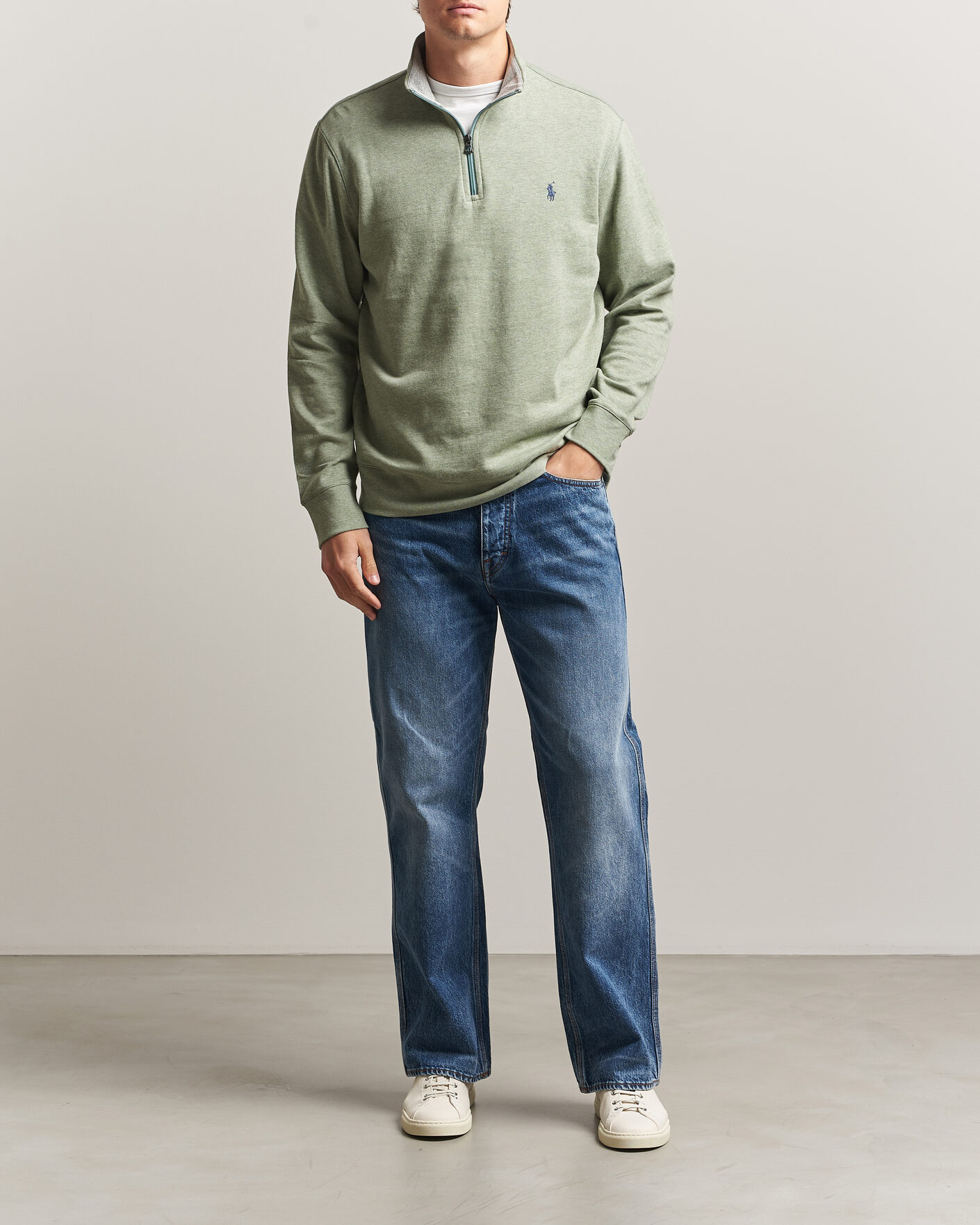 Herre | Gensere | Polo Ralph Lauren | Double Knit Half Zip Greenery Heather