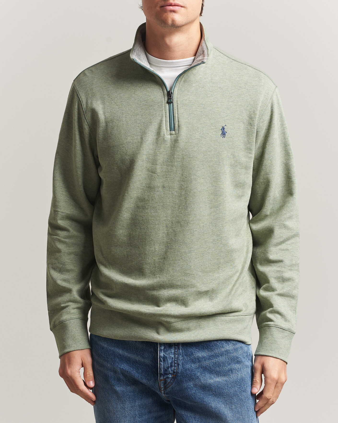 Herre | Gensere | Polo Ralph Lauren | Double Knit Half Zip Greenery Heather