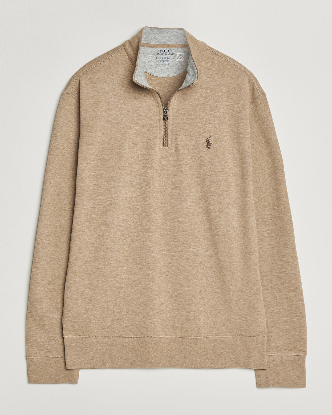 Herre | Gensere | Polo Ralph Lauren | Double Knit Half Zip Warm Brown