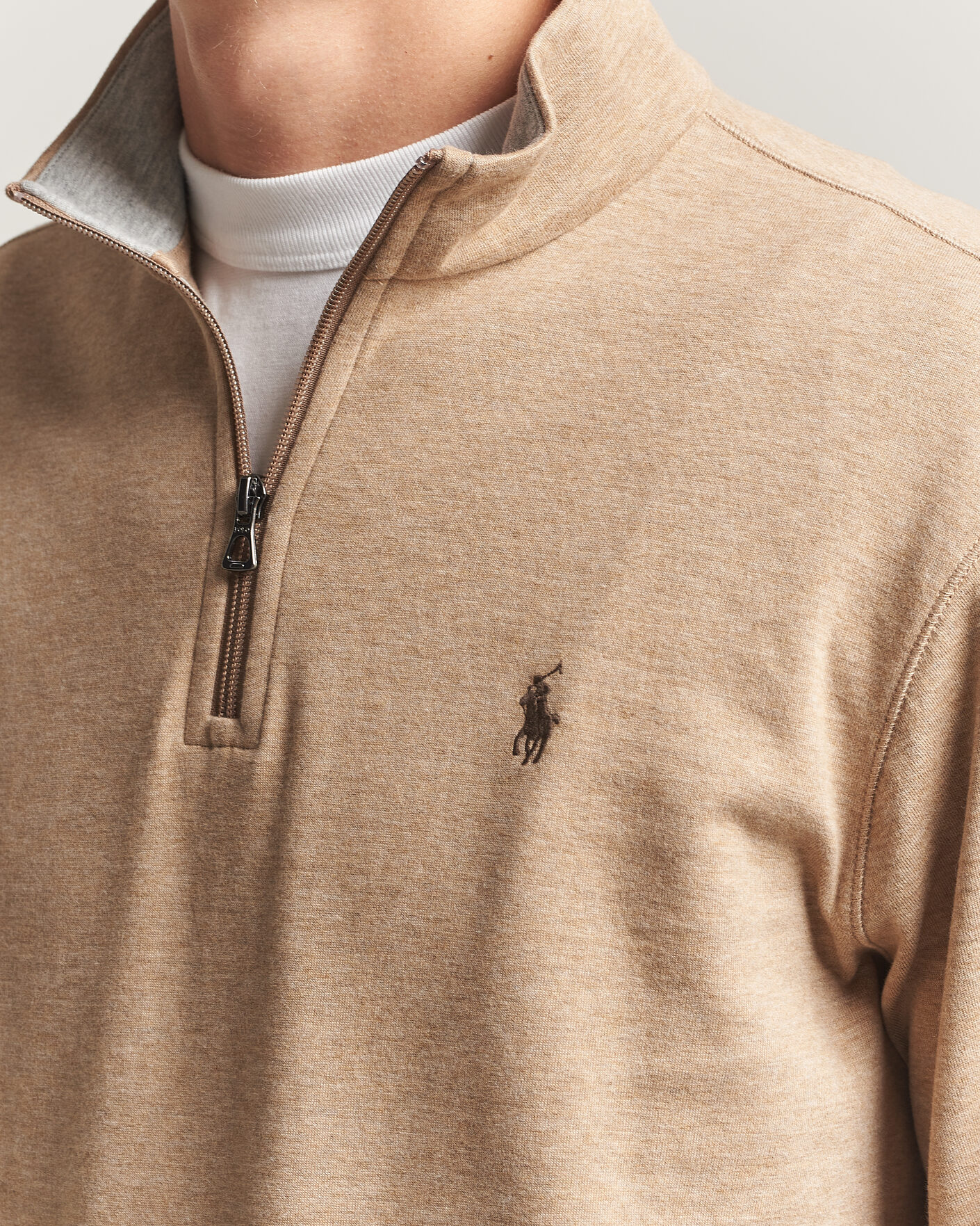 Herre | Gensere | Polo Ralph Lauren | Double Knit Half Zip Warm Brown