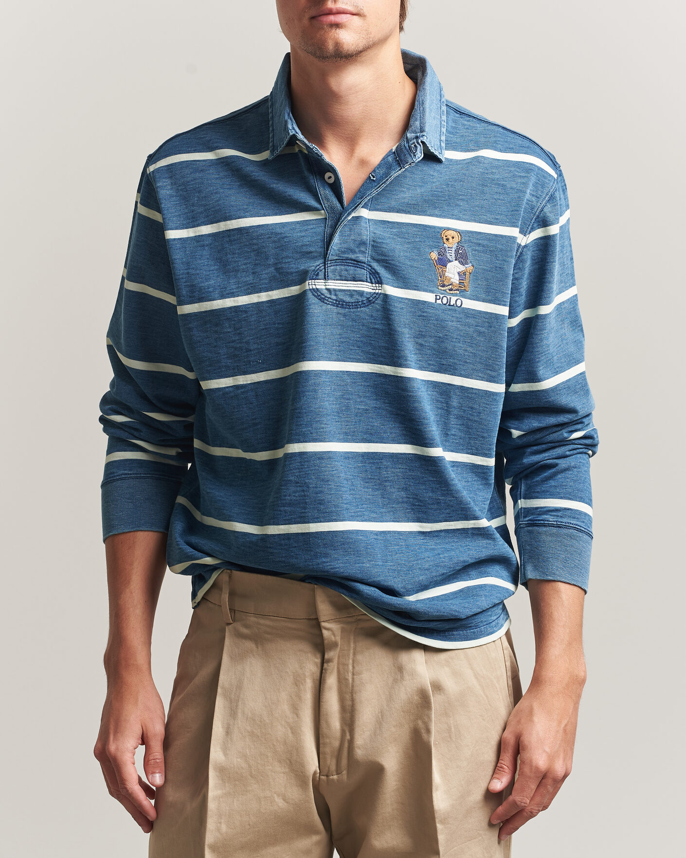 Herre | Gensere | Polo Ralph Lauren | Striped Indigo Rugby Newport Bear