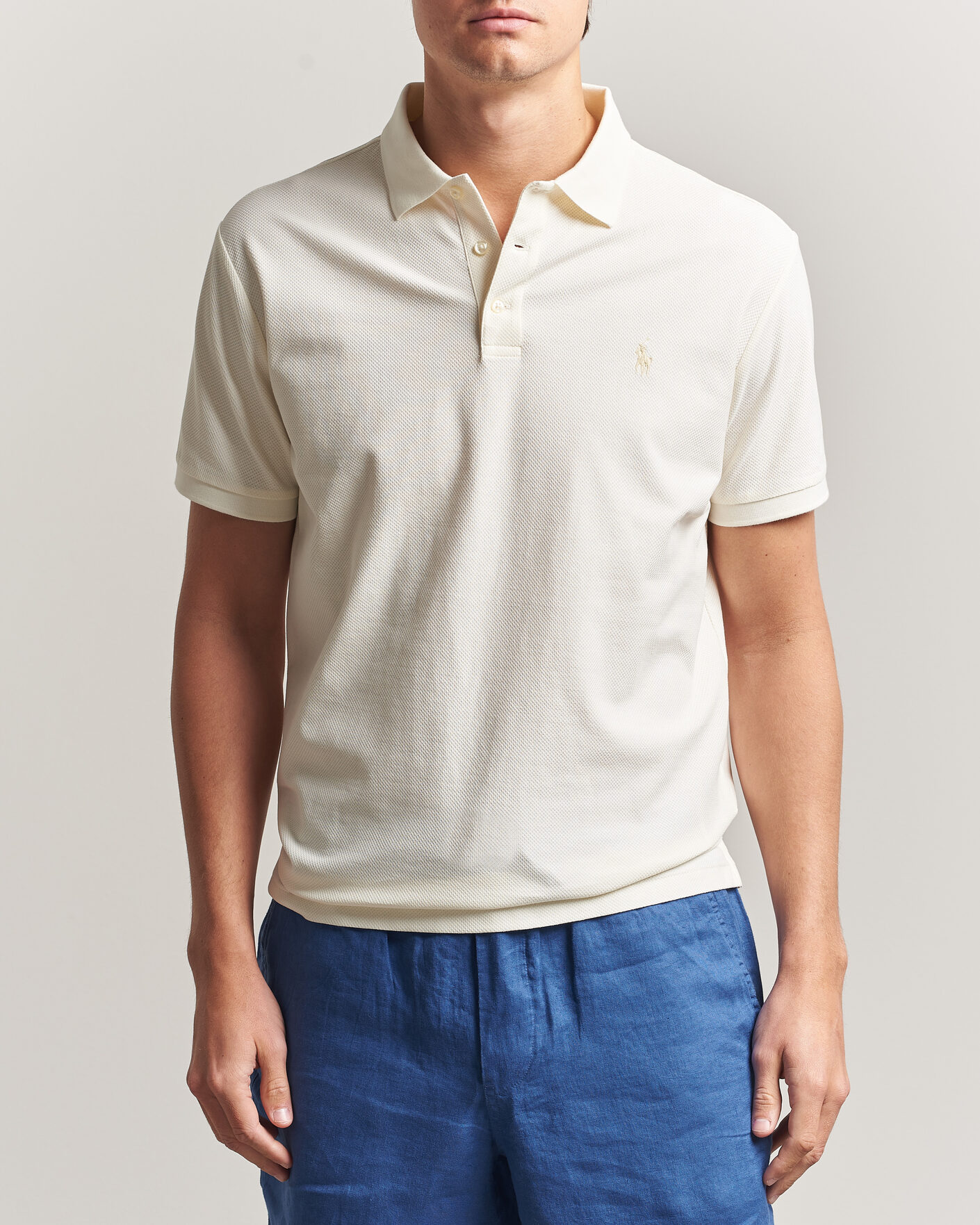 Herre | Pikéer | Polo Ralph Lauren | Honeycomb Texture Polo Pale Cream