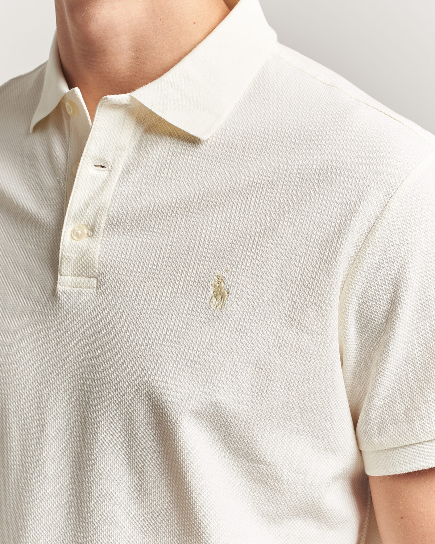 Herre | Pikéer | Polo Ralph Lauren | Honeycomb Texture Polo Pale Cream