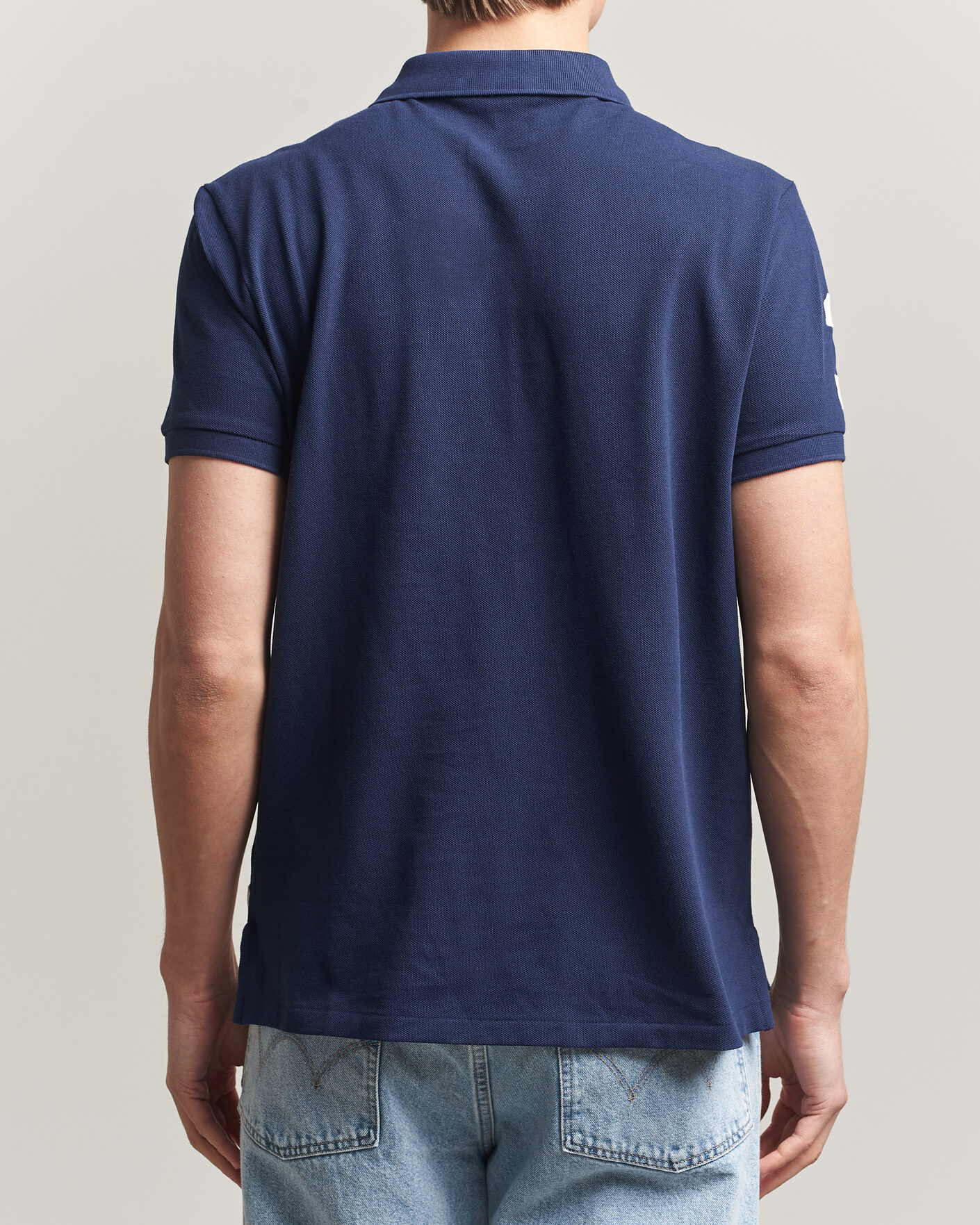 Herre | Pikéer | Polo Ralph Lauren | Custom Slim Diagonal Stipe Polo Newport Navy/Nevis