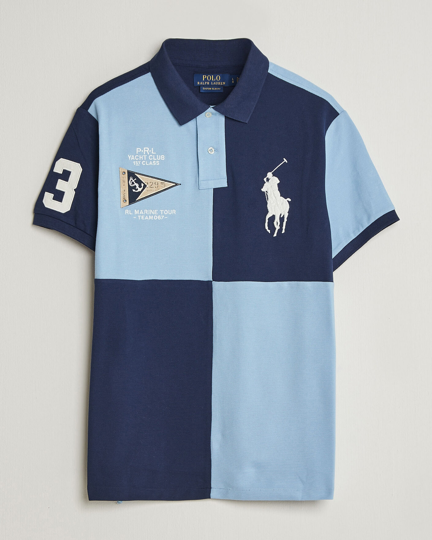Herre | Pikéer | Polo Ralph Lauren | Custom Slim Rugby Block Polo NPT Navy/Powder Blue