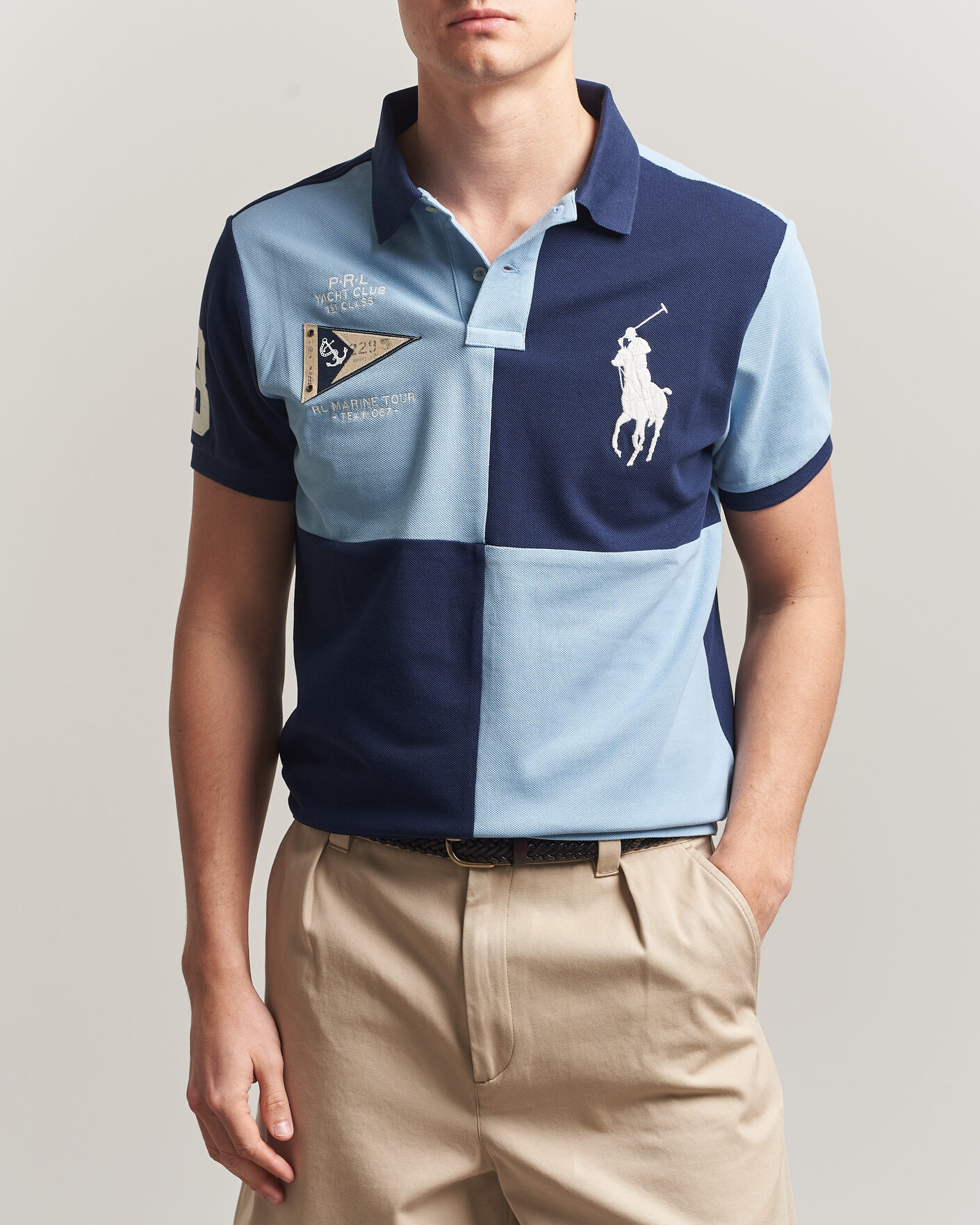 Herre | Pikéer | Polo Ralph Lauren | Custom Slim Rugby Block Polo NPT Navy/Powder Blue