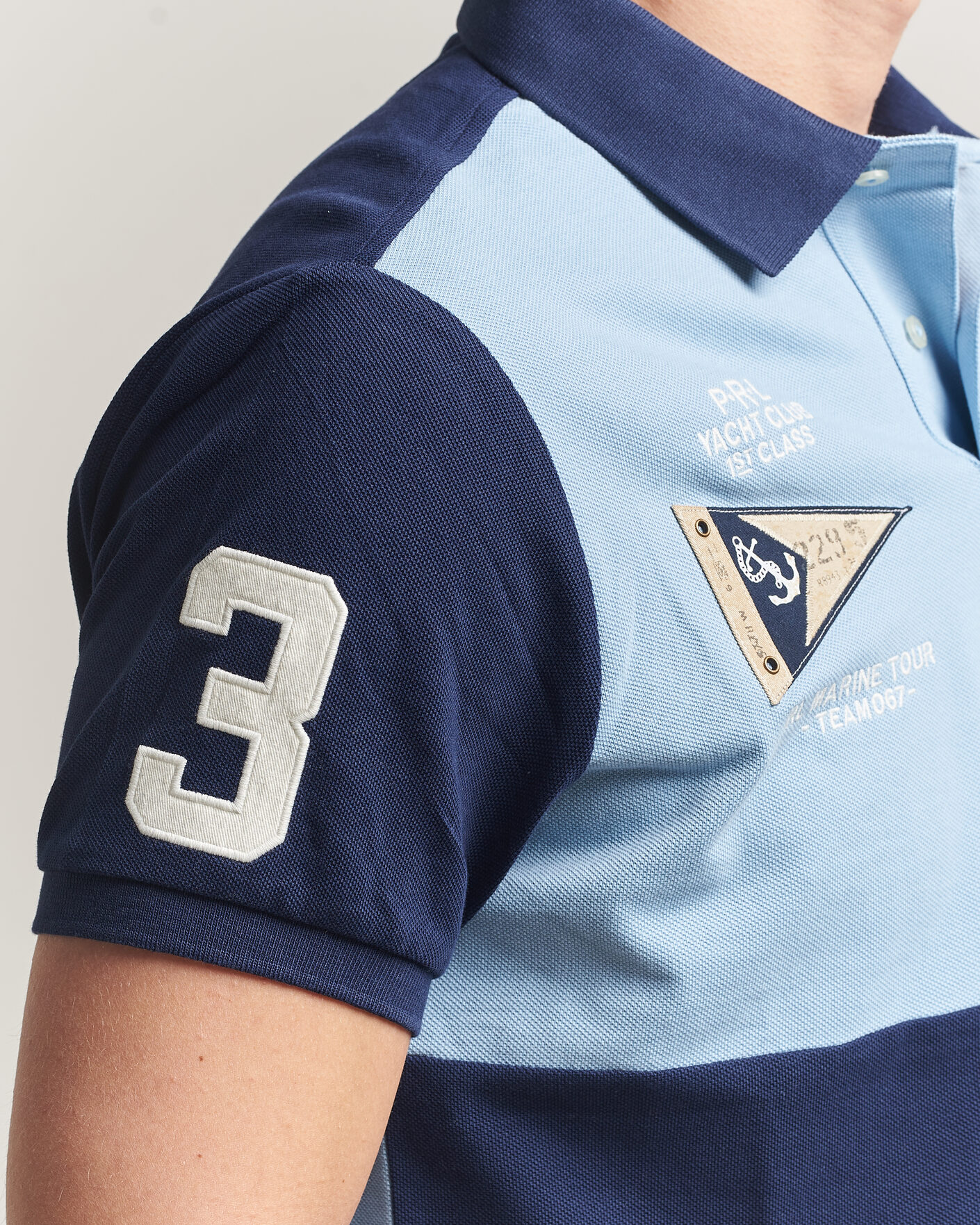 Herre | Pikéer | Polo Ralph Lauren | Custom Slim Rugby Block Polo NPT Navy/Powder Blue