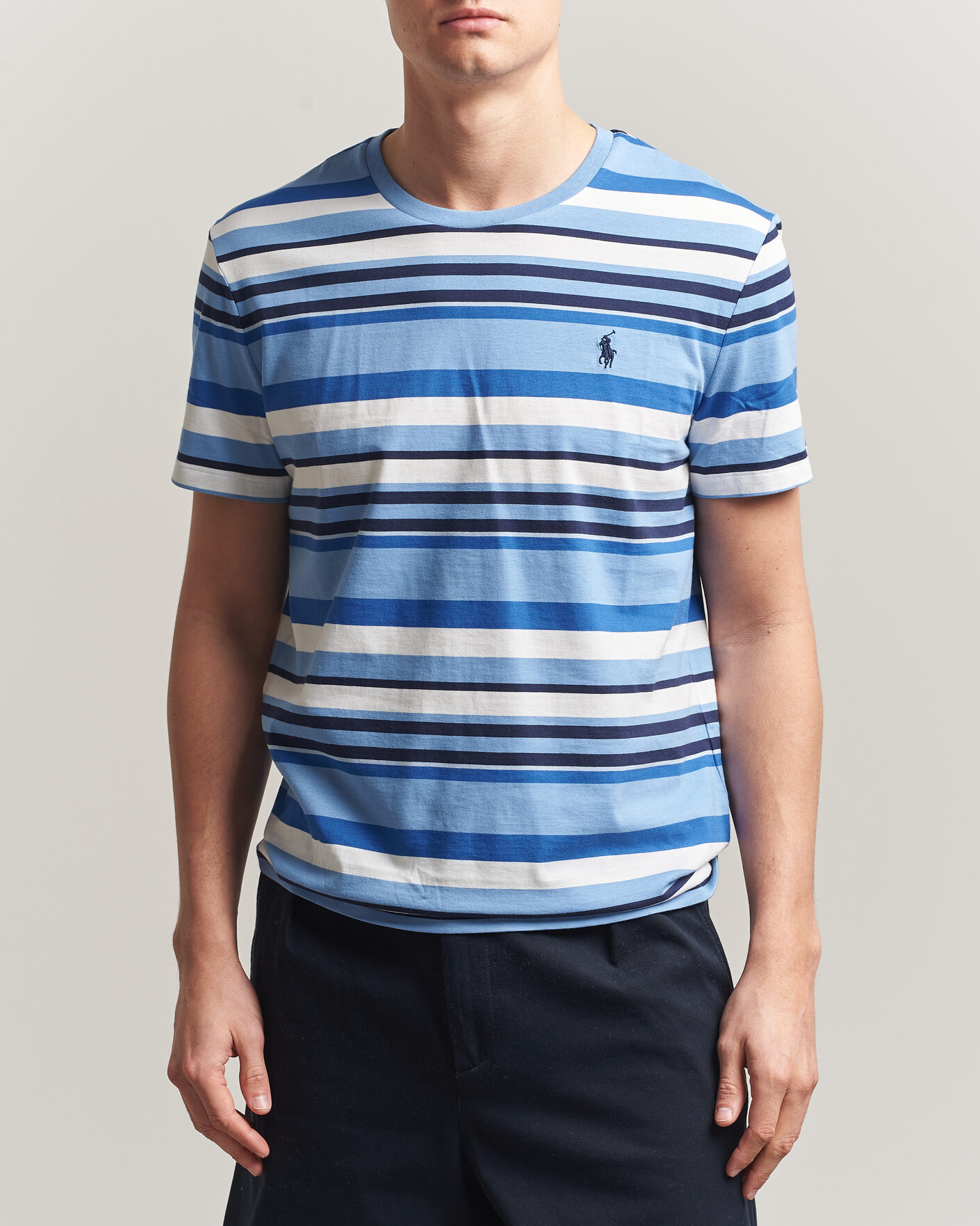 Herre | T-Shirts | Polo Ralph Lauren | Crew Neck Striped T-shirt Bristol Blue Multi
