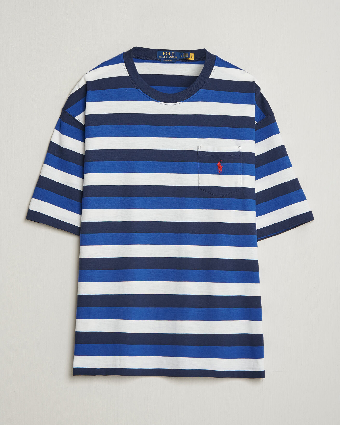Herre | T-Shirts | Polo Ralph Lauren | Striped Pocket Tee Newport Navy Multi