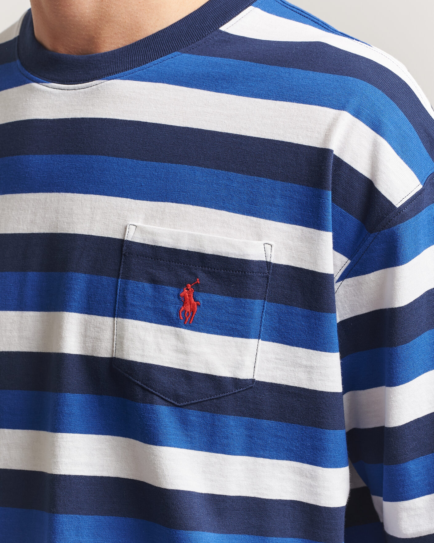 Herre | T-Shirts | Polo Ralph Lauren | Striped Pocket Tee Newport Navy Multi