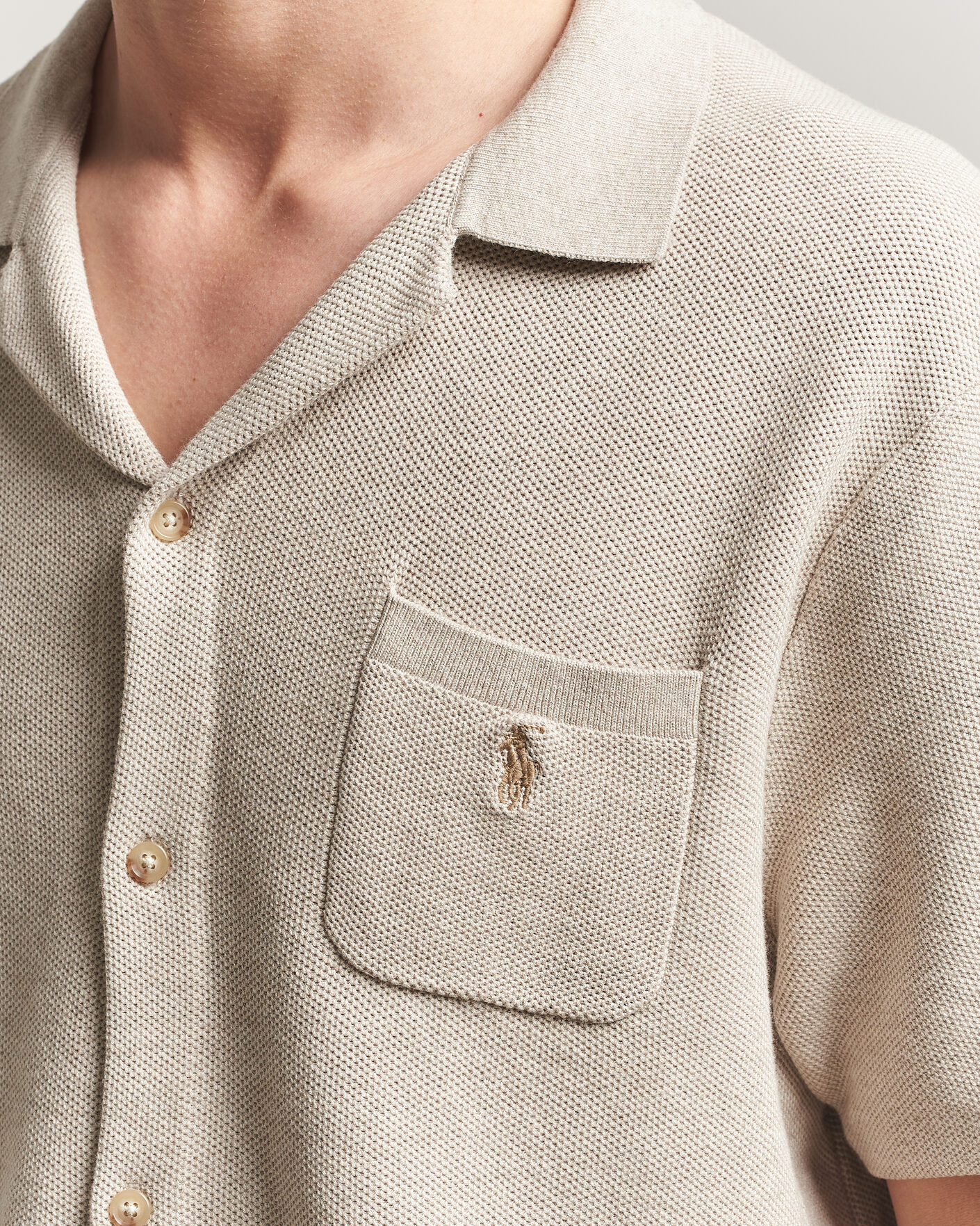 Herre | Skjorter | Polo Ralph Lauren | Textured Camp Collar Cardigan Light Walnut Brown