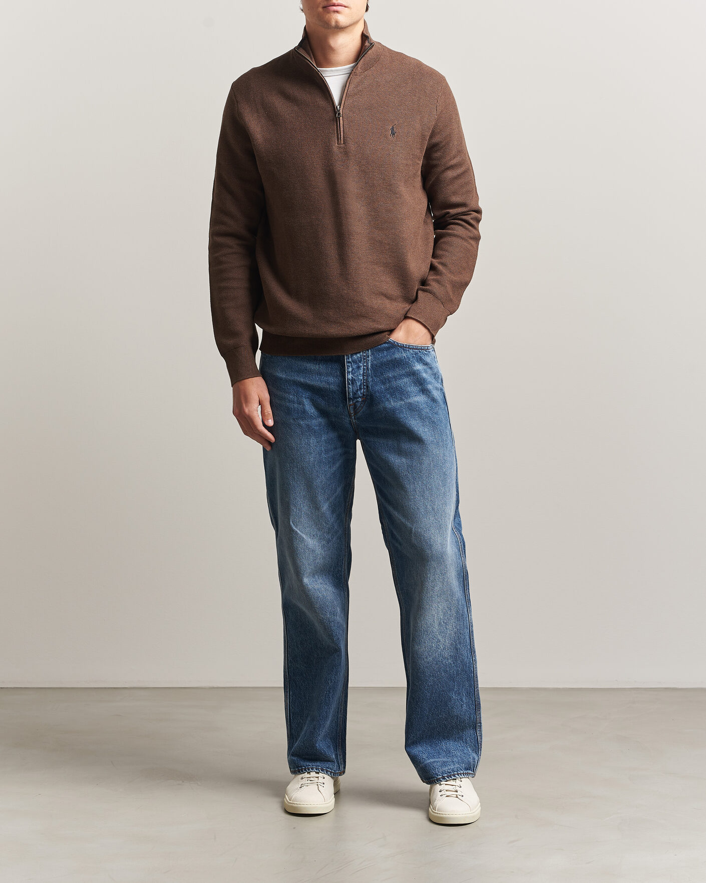 Herre | Gensere | Polo Ralph Lauren | Textued Half-Zip Nutmeg Brown Heather