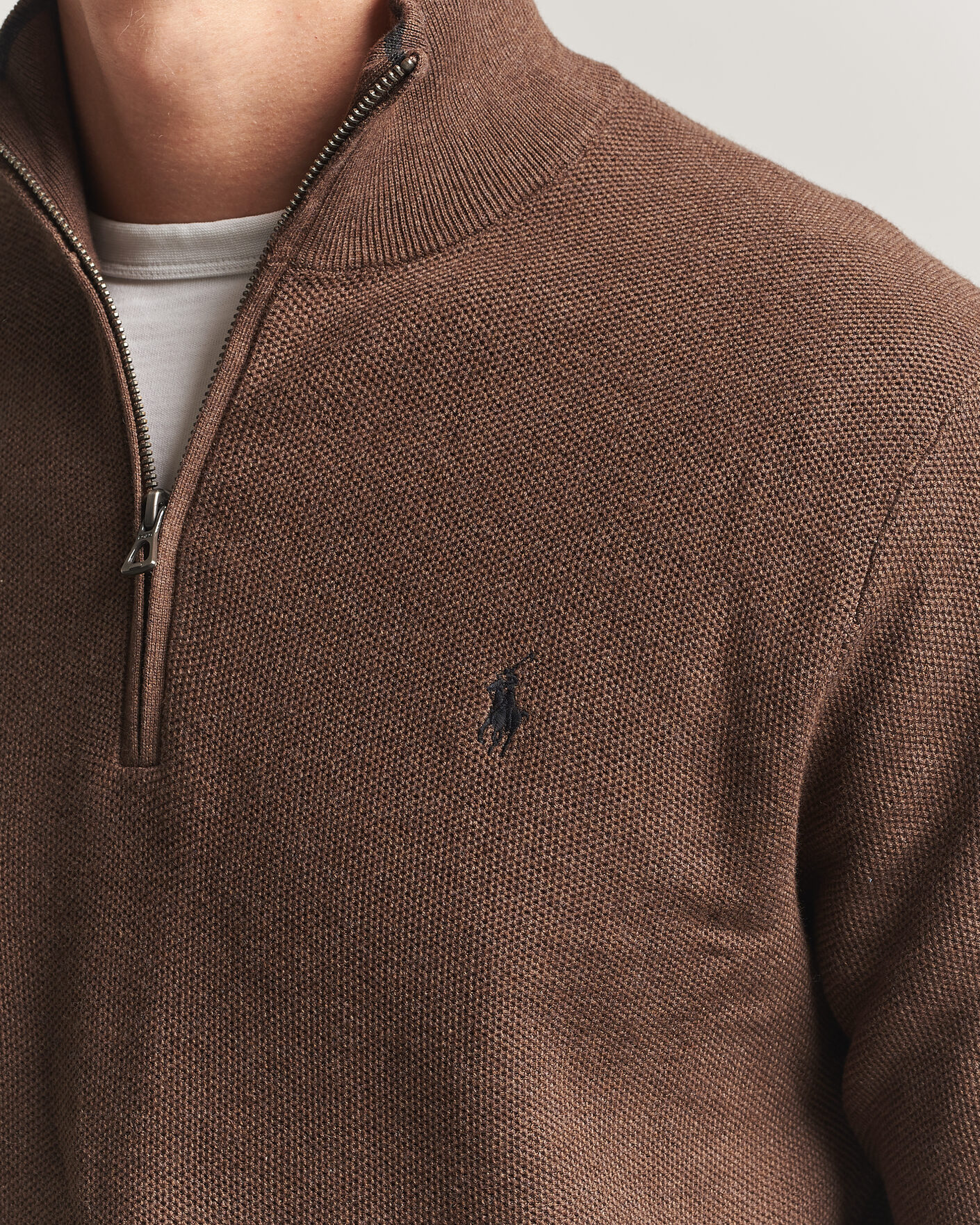 Herre | Gensere | Polo Ralph Lauren | Textued Half-Zip Nutmeg Brown Heather