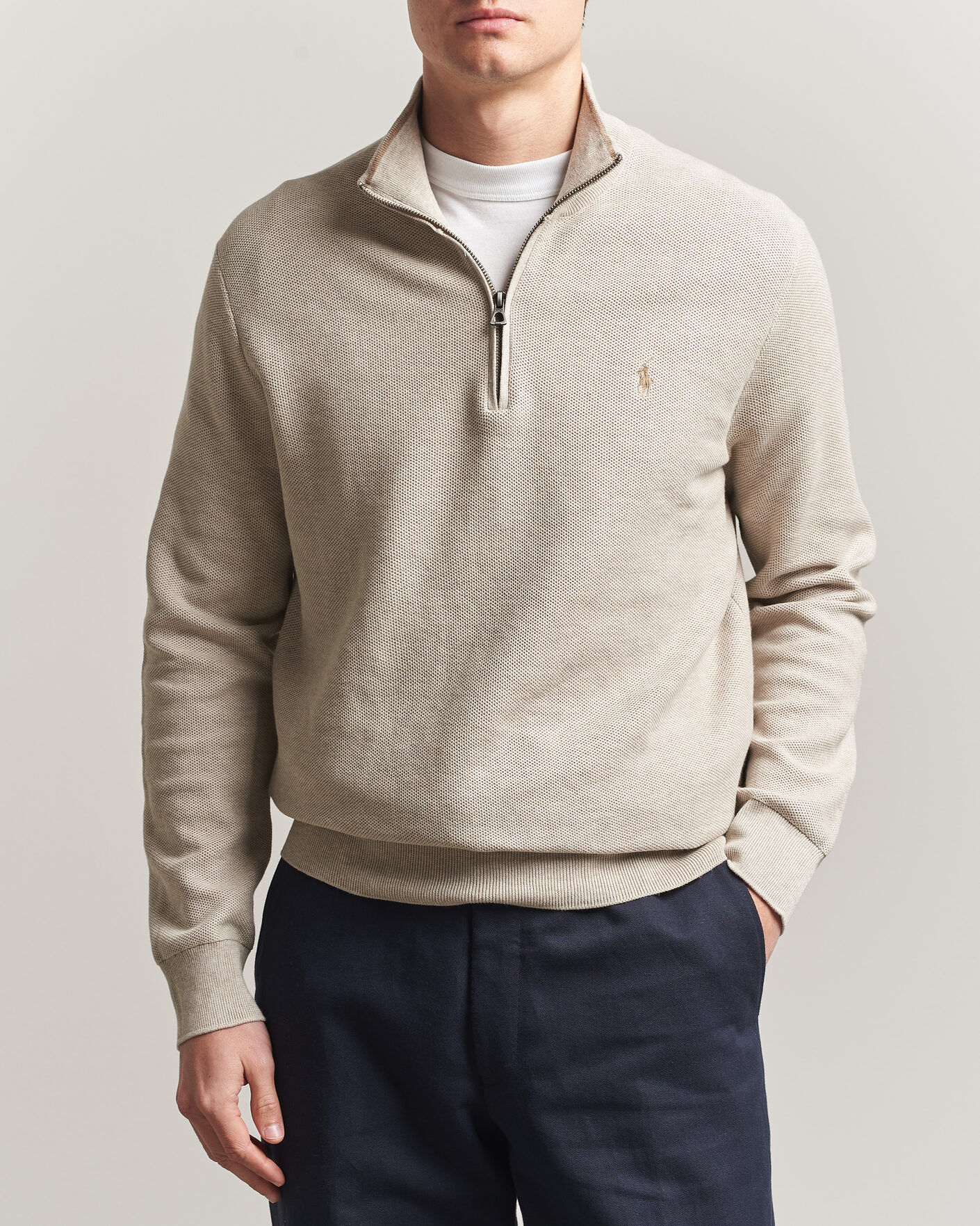 Herre | Gensere | Polo Ralph Lauren | Textued Half-Zip Light Walnut Brown Heather