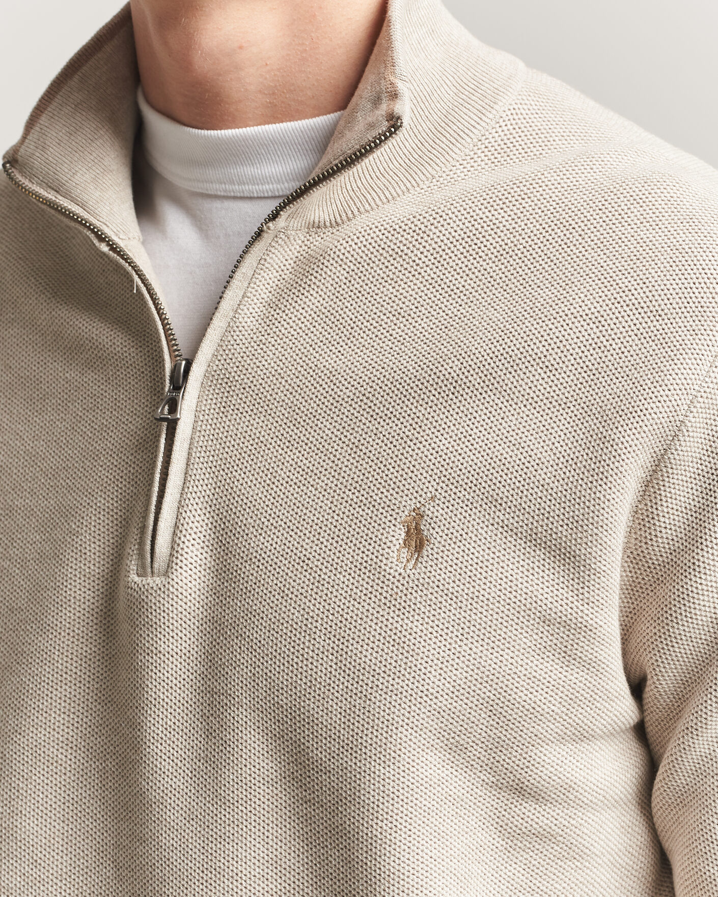 Herre | Gensere | Polo Ralph Lauren | Textued Half-Zip Light Walnut Brown Heather