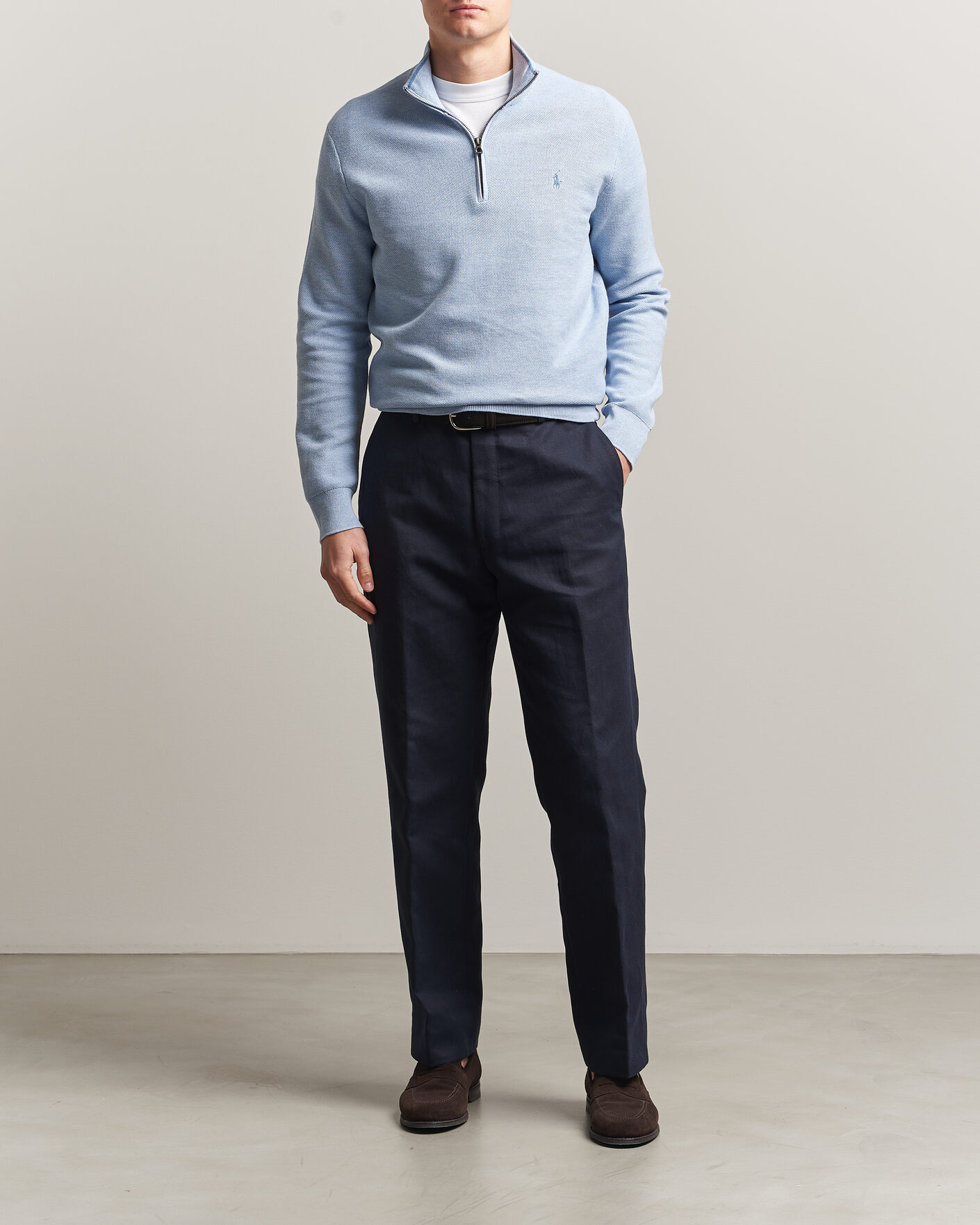 Herre | Gensere | Polo Ralph Lauren | Textured Half-Zip Blue Hyacinth Heather