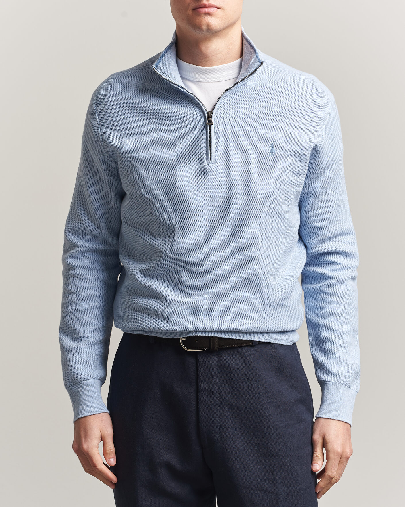 Herre | Gensere | Polo Ralph Lauren | Textued Half-Zip Blue Hyacinth Heather