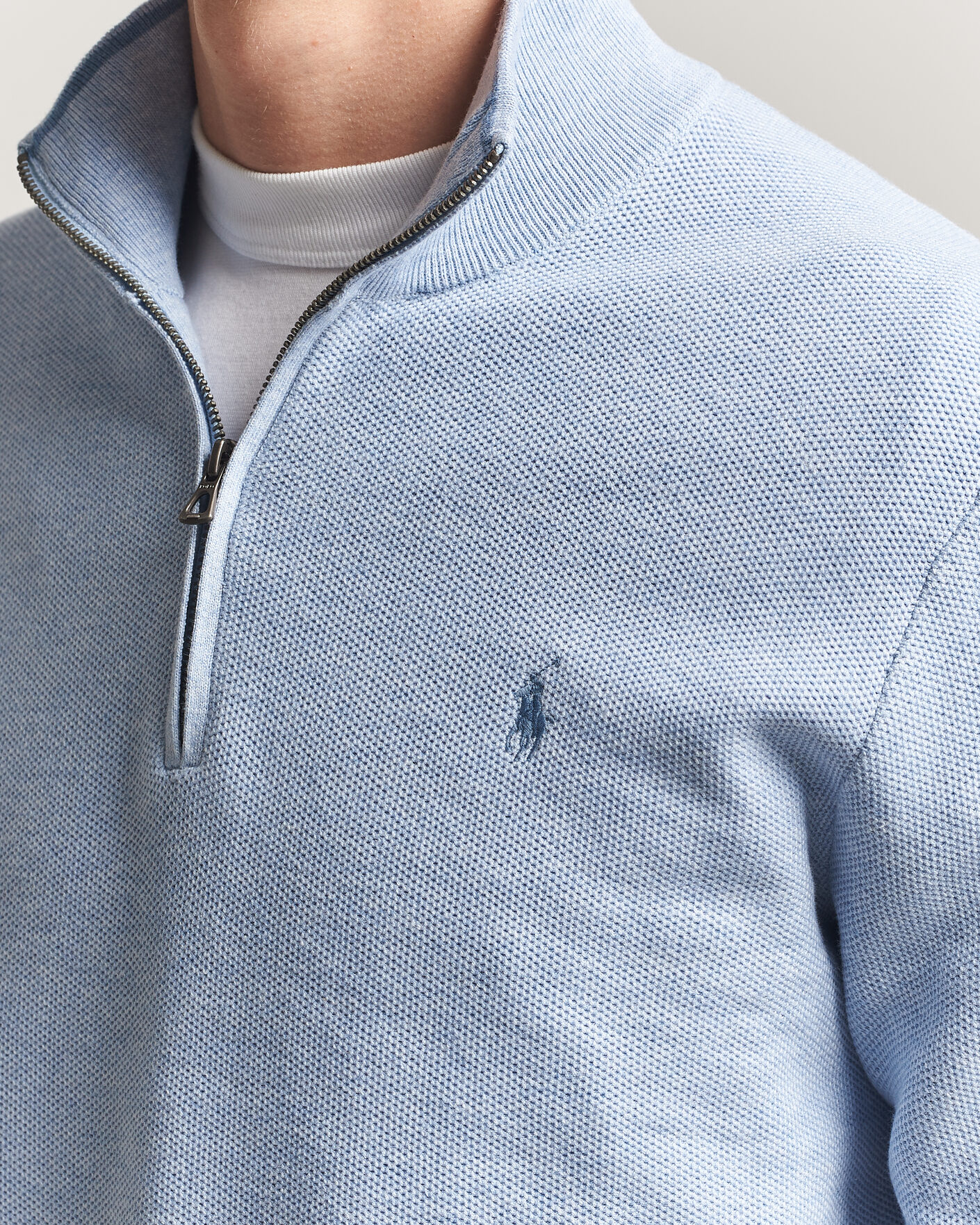 Herre | Gensere | Polo Ralph Lauren | Textured Half-Zip Blue Hyacinth Heather