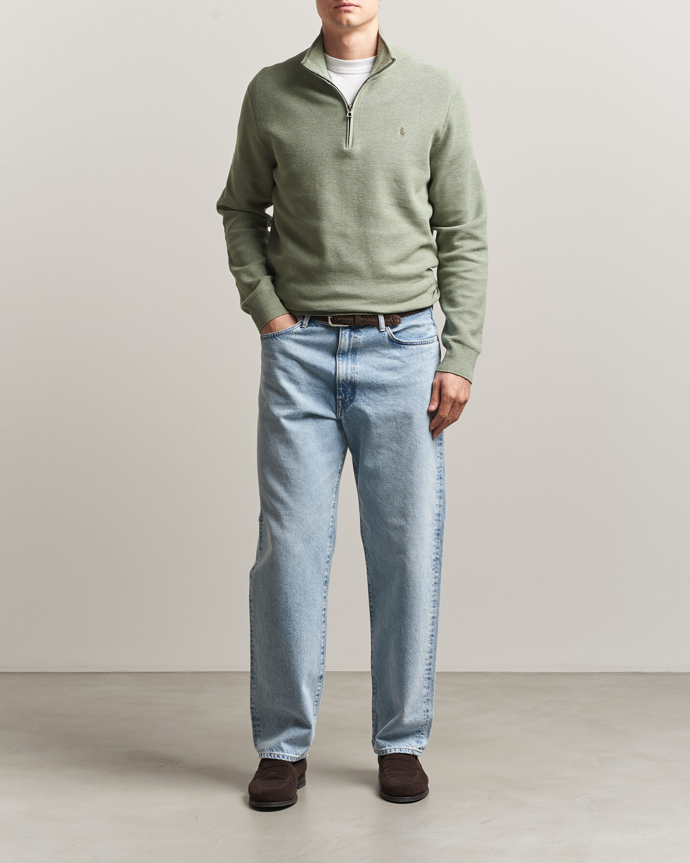 Herre | Gensere | Polo Ralph Lauren | Textured Half-Zip Fern Green Heather