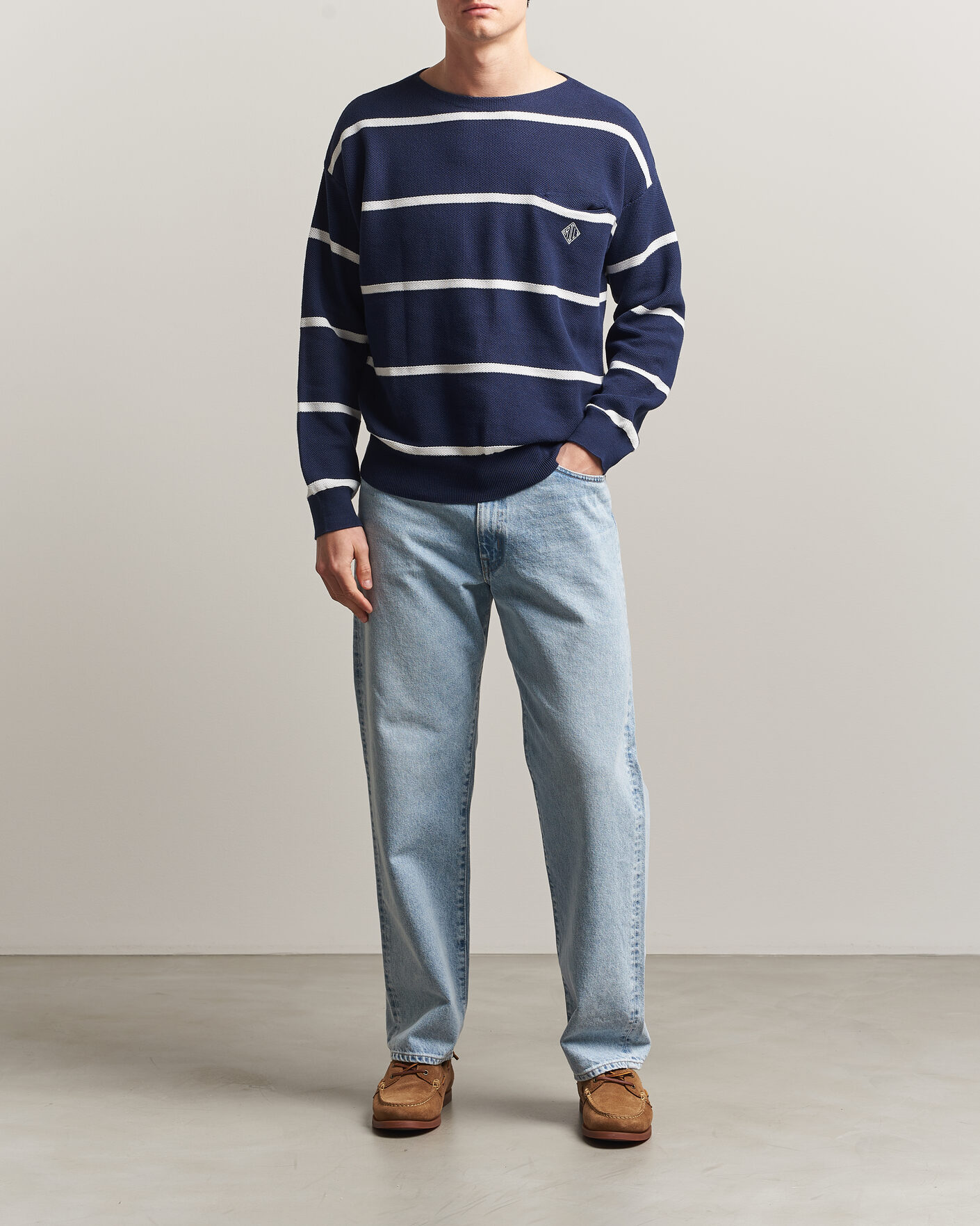 Herre | Gensere | Polo Ralph Lauren | Striped Boat Neck Sweater Navy Combo