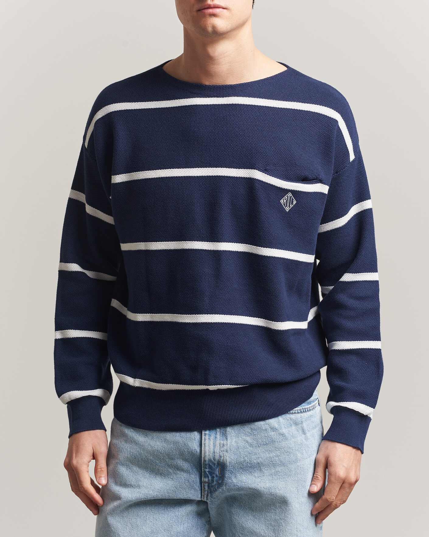 Herre | Gensere | Polo Ralph Lauren | Striped Boat Neck Sweater Navy Combo