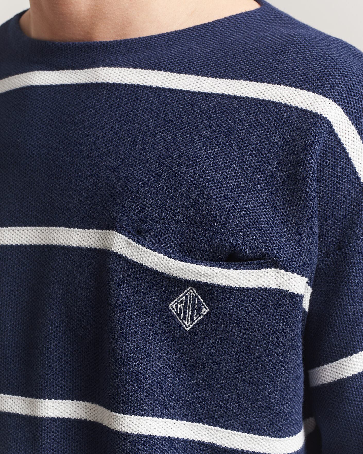 Herre | Gensere | Polo Ralph Lauren | Striped Boat Neck Sweater Navy Combo