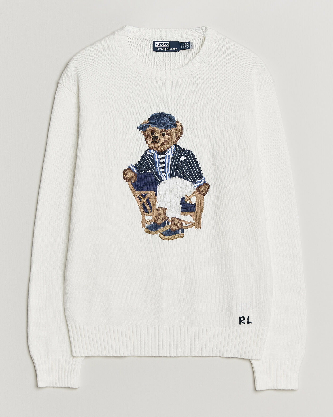 Herre | Gensere | Polo Ralph Lauren | Newport Bear Cotton/Linen Sweater Deckwash White