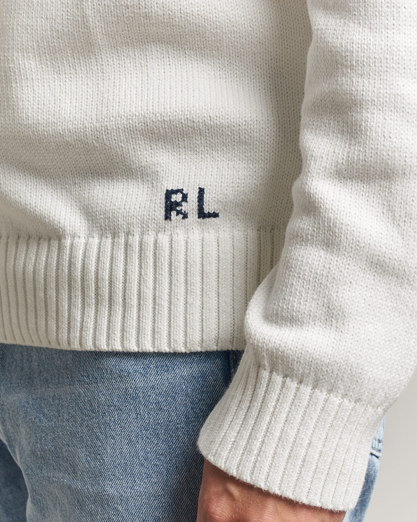 Herre | Gensere | Polo Ralph Lauren | Newport Bear Cotton/Linen Sweater Deckwash White