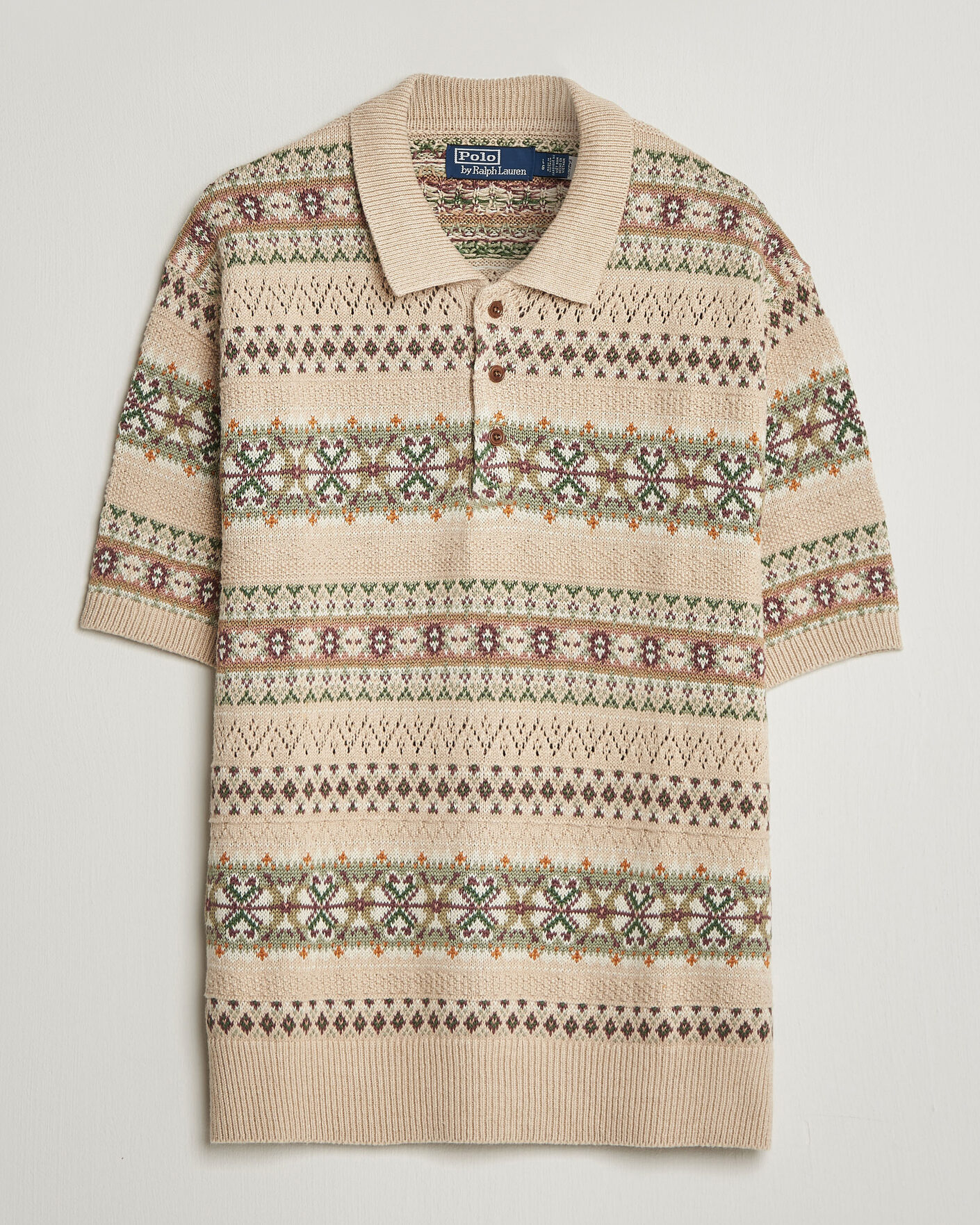 Herre | Gensere | Polo Ralph Lauren | Cotton/Linen Fairisle Polo Tan Combo