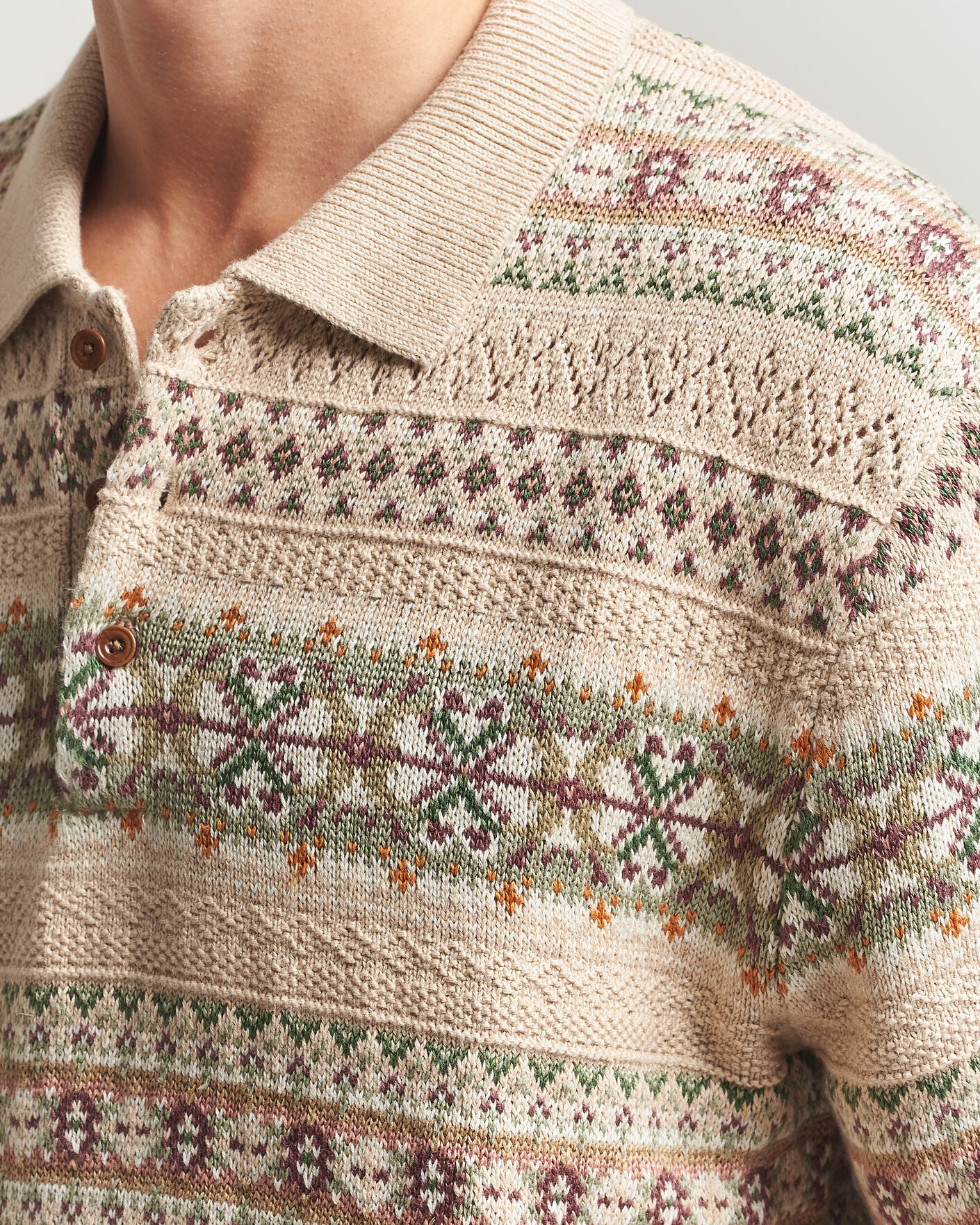 Herre | Gensere | Polo Ralph Lauren | Cotton/Linen Fairisle Polo Tan Combo