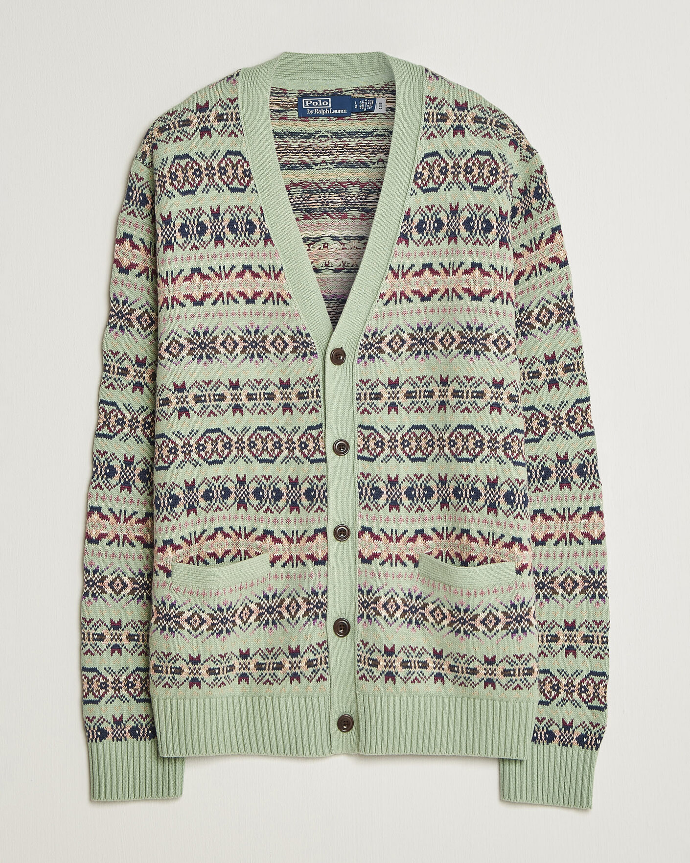 Herre | Gensere | Polo Ralph Lauren | Cotton/Linen Fairisle Cardigan Green Combo