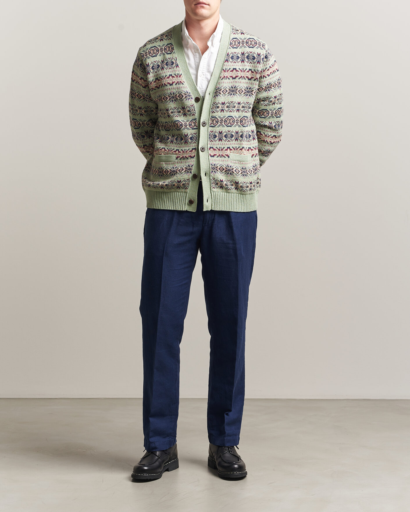 Herre | Gensere | Polo Ralph Lauren | Cotton/Linen Fairisle Cardigan Green Combo