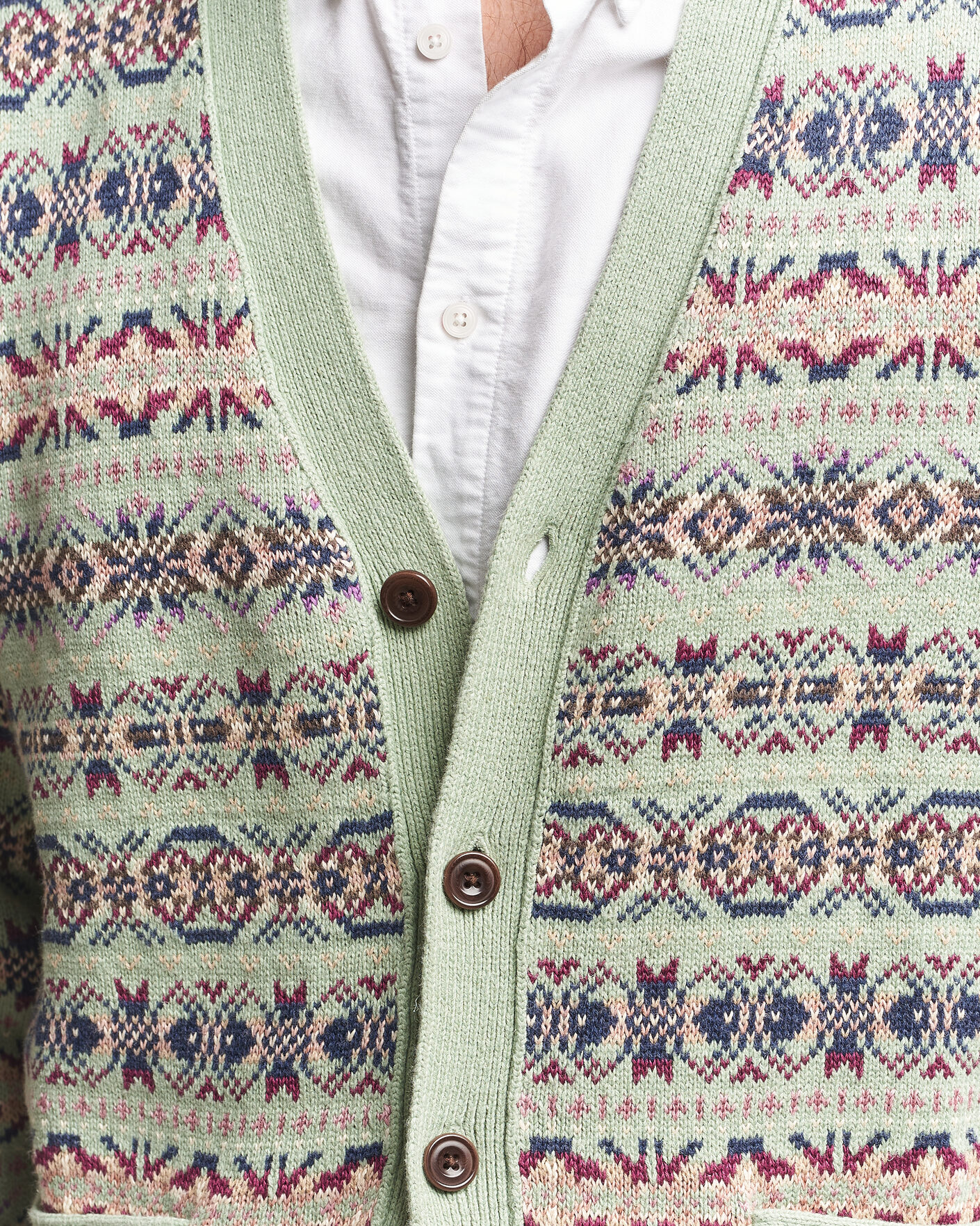 Herre | Gensere | Polo Ralph Lauren | Cotton/Linen Fairisle Cardigan Green Combo
