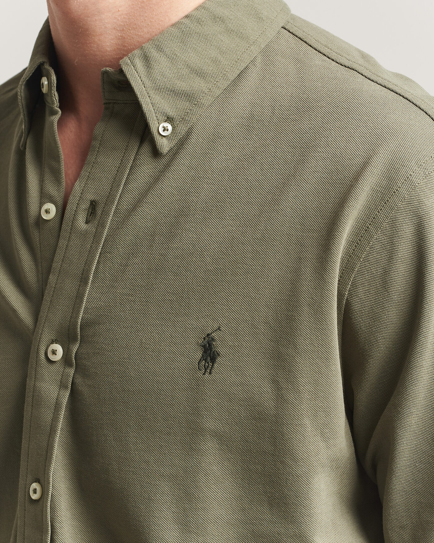 Herre | Skjorter | Polo Ralph Lauren | Featherweight Mesh Shirt Cruise Olive