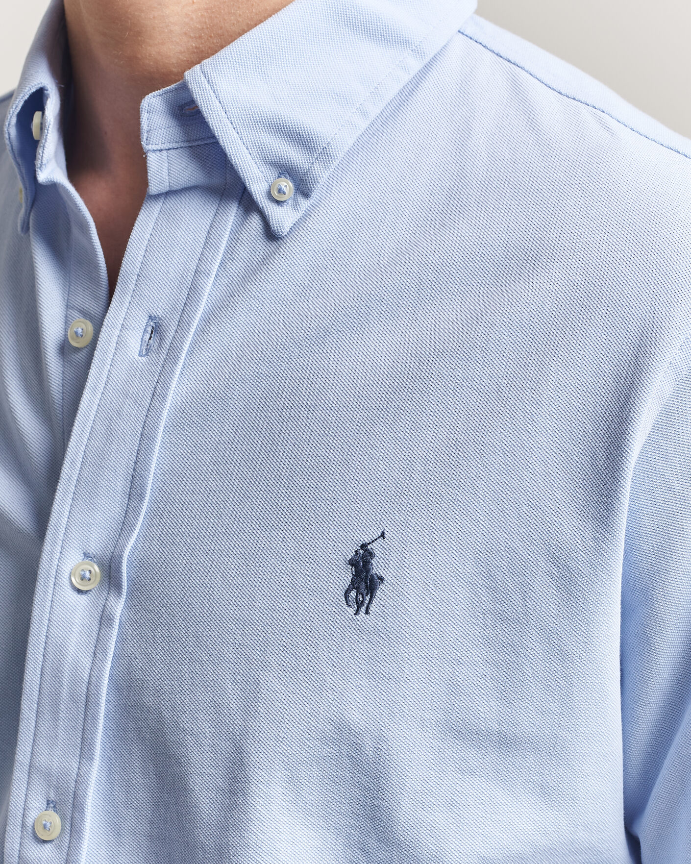 Herre | Skjorter | Polo Ralph Lauren | Featherweight Mesh Shirt Pebble Blue