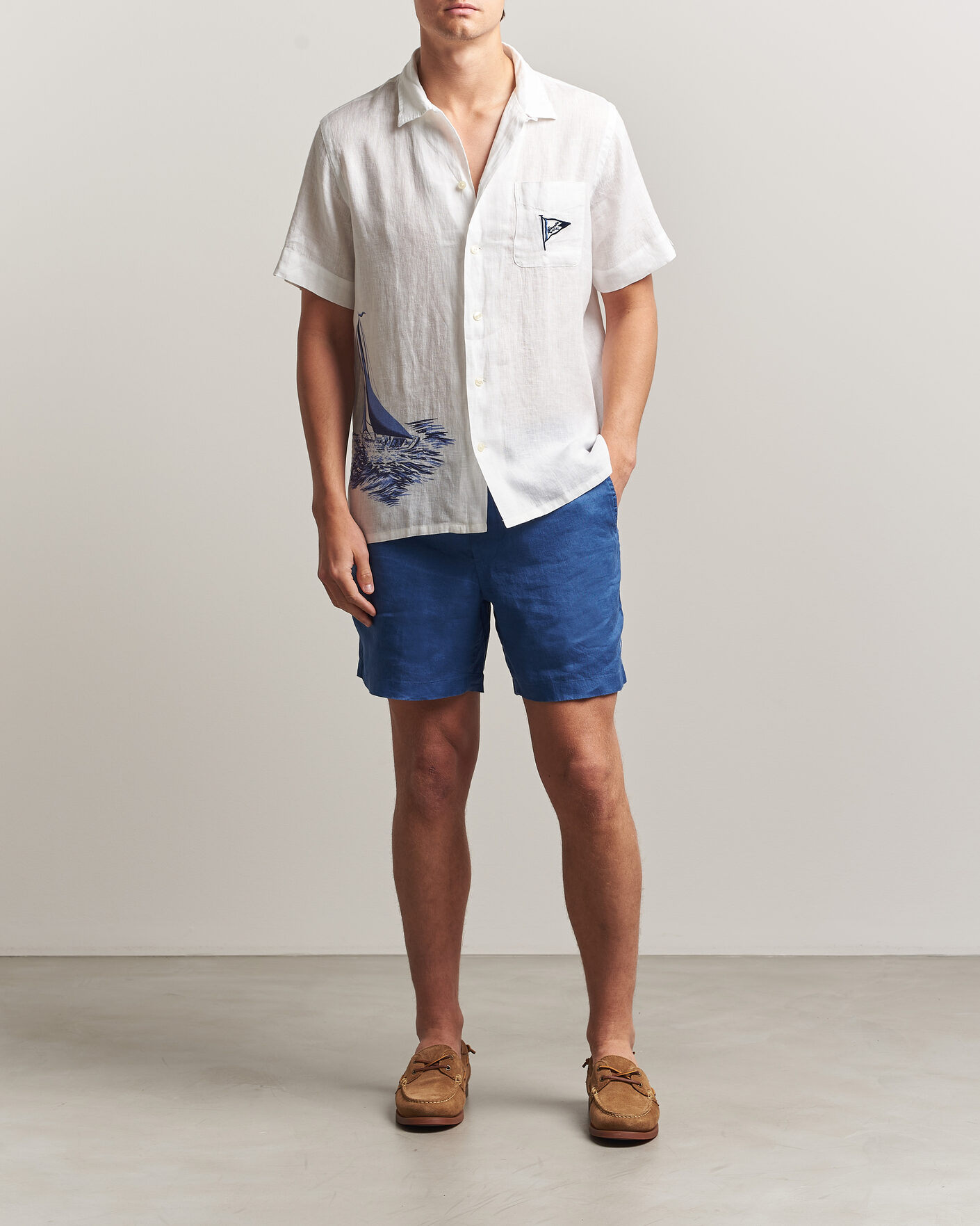 Herre | Skjorter | Polo Ralph Lauren | Linen Camp Shirt Vintage Nautical Sail